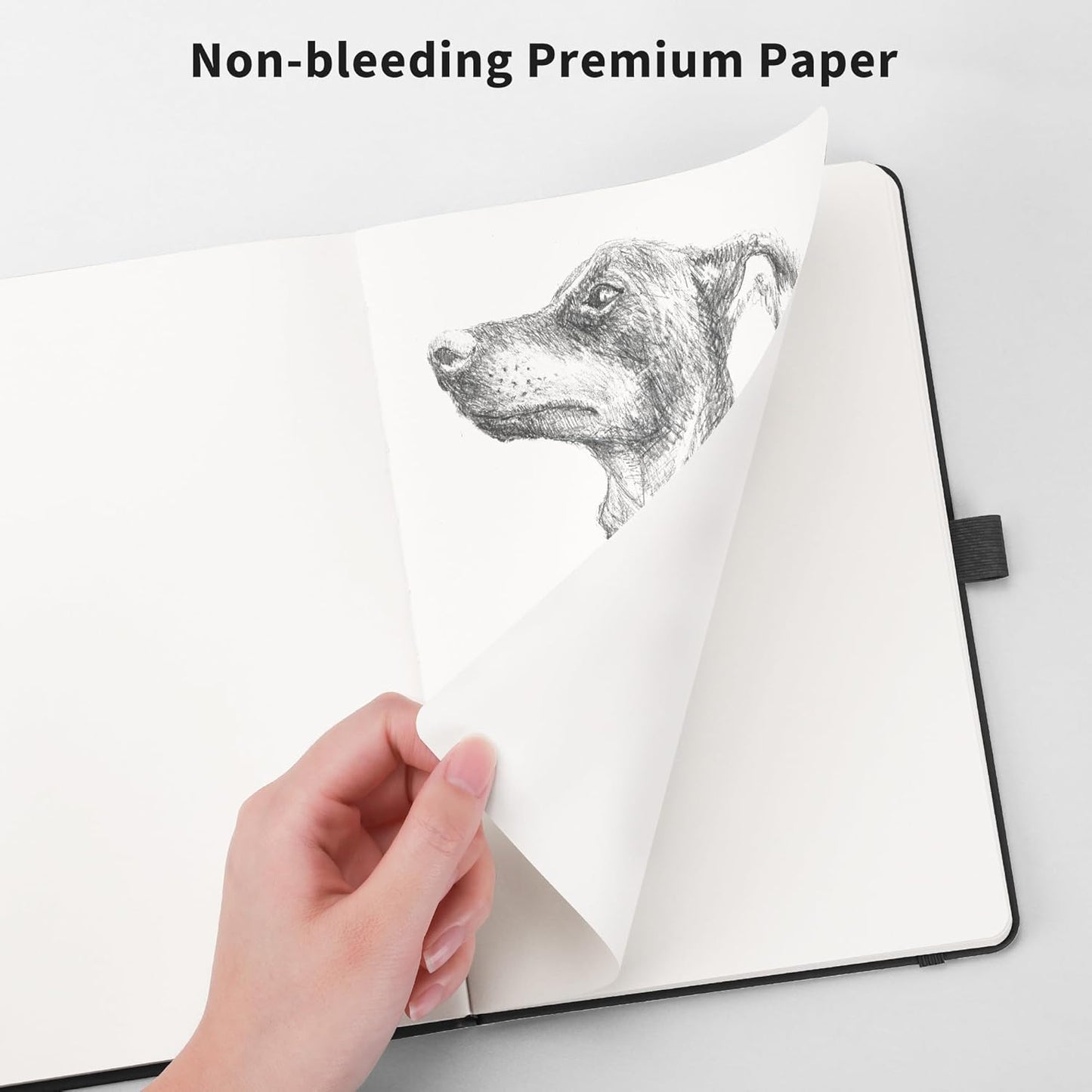 RETTACY Blank Journal Notebook, 2-Pack, 192 Pages per Pack, A5 Medium Size (5.7'' x 8.3''), Leather Hardcover, 100 GSM Thick Paper, for Sketching, Drawing, Painting (Black & Red)