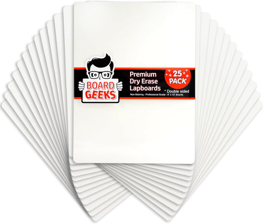 25 Pack Small White Boards for Students - Double Sided Dry Erase Boards 9 x 12 in - Mini Whiteboard Set for Classroom or Home Use - Portable White Board Bulk for Kids and Teachers
