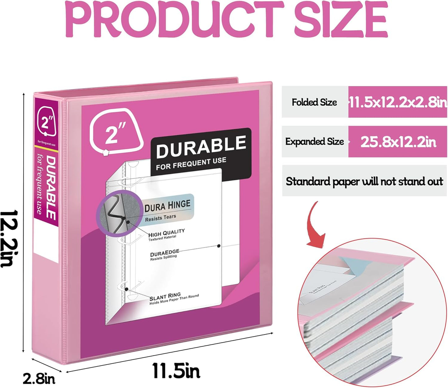 Zzrywuty Durable 3 Ring Binder, 2 Inch, Economy 4 Pack, Each Holds 540 Sheets, D-Ring Presentation View Binders for Office, School, Home (Pastel Assortment)