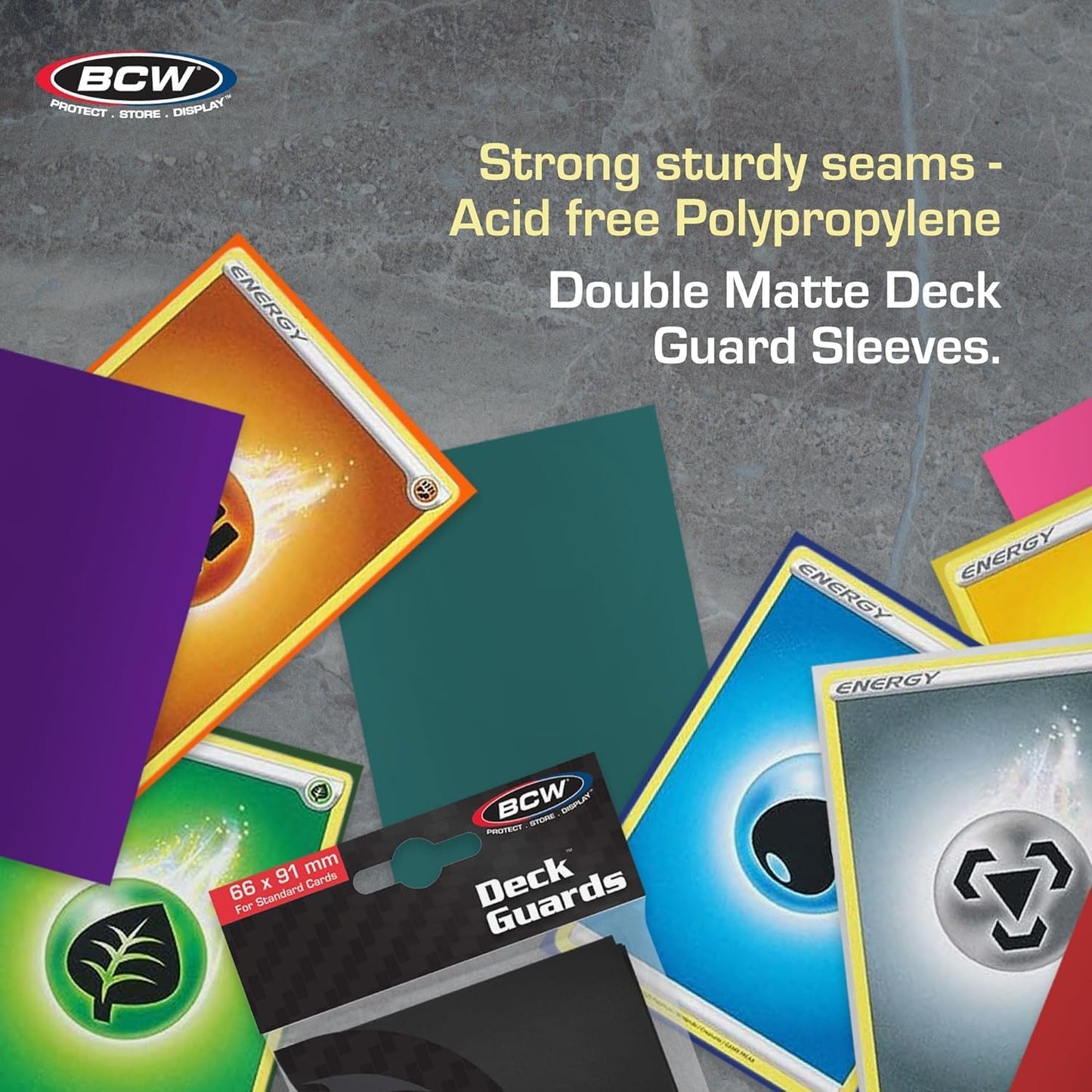 BCW Deck Guard - Double Matte Card Sleeves | 500 Count Box (10 Packs of 50) | Acid-Free, No PVC | Fits 2.5" x 3.5" Game Cards | Archival Safe Protection (Yellow)