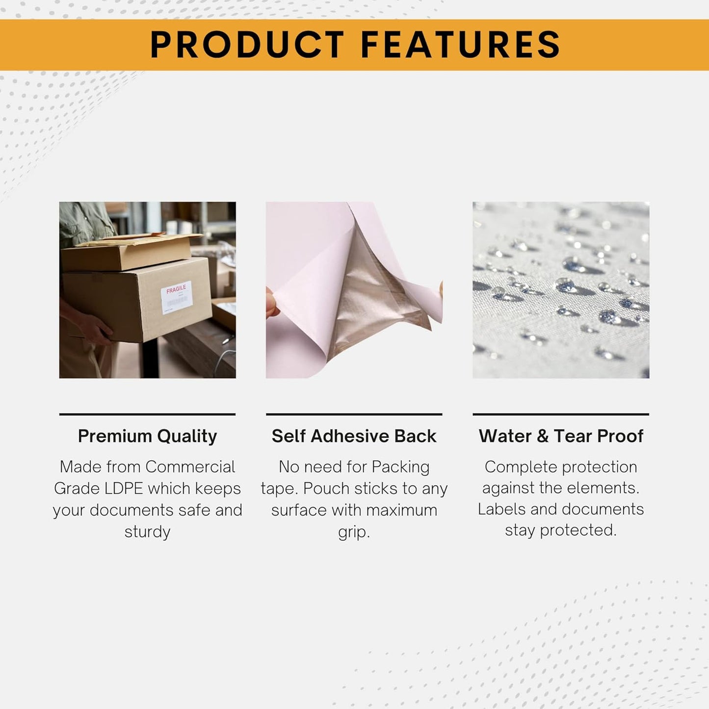 200 Pack 6"x10" Shipping Label Sleeves – Clear Self-Adhesive Packing Slip Pouches, Waterproof Packing List Envelopes – Ideal for Shipping Documents, Mailing Labels, Invoices & Packing Slips