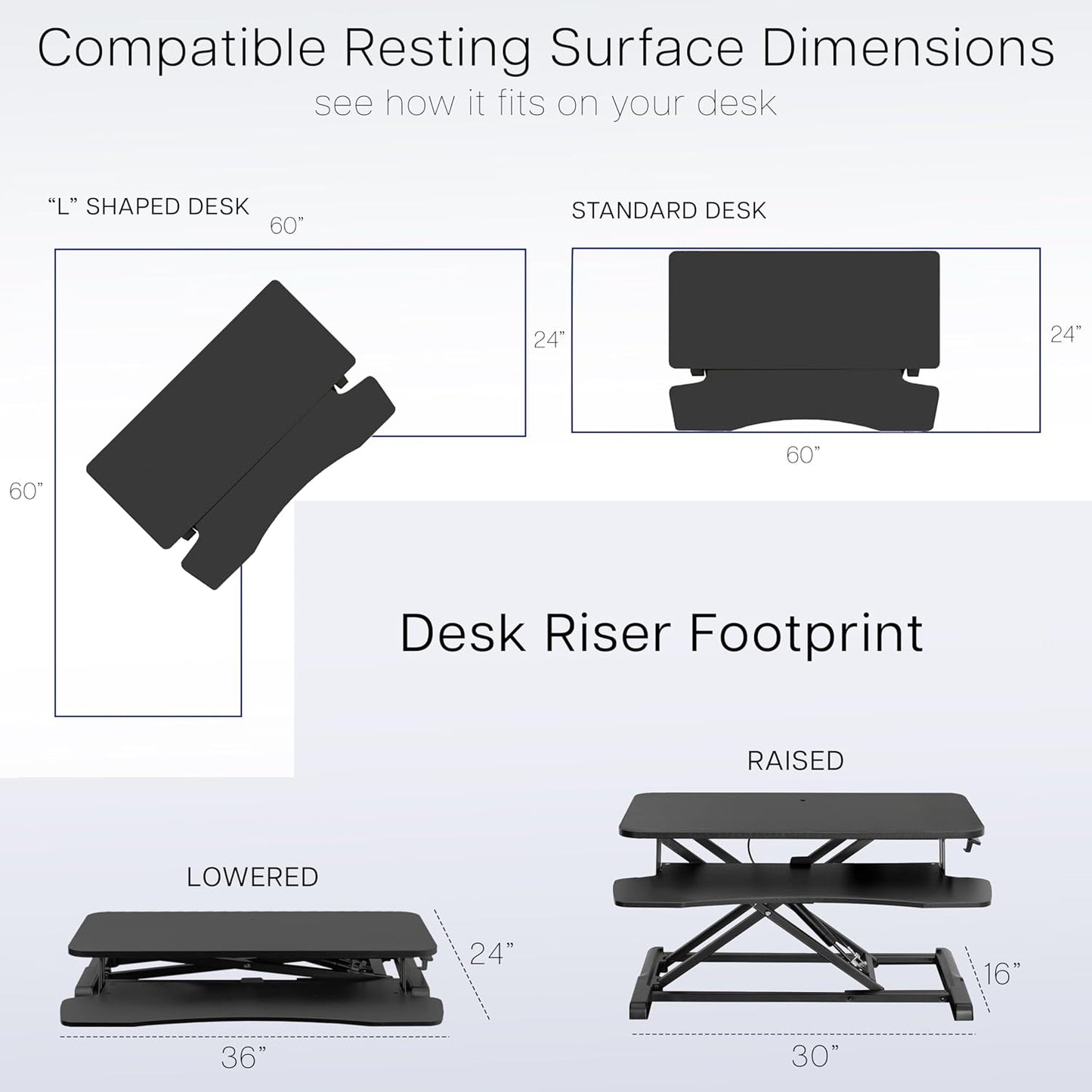 VIVO 36 inch Desk Converter, K Series, Height Adjustable Sit to Stand Riser, Dual Monitor and Laptop Workstation with Wide Keyboard Tray, Dark Walnut Top, Black Frame, DESK-V036KA