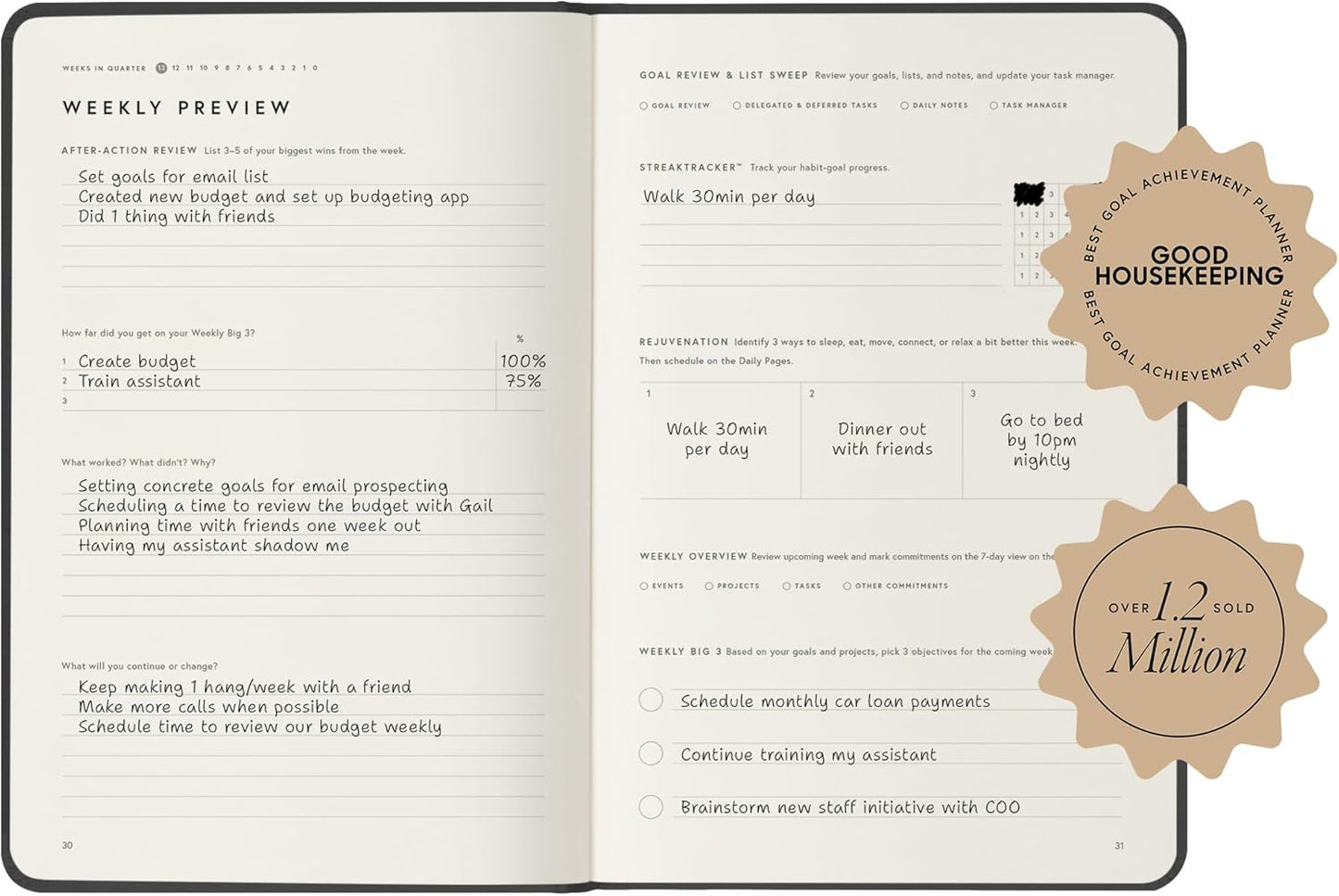 Full Focus Latte Linen Planner by Michael Hyatt - The #1 Daily Planner to Set Annual Goals, Increase Focus, Eliminate Overwhelm, and Achieve Your Biggest Goals - Hardcover
