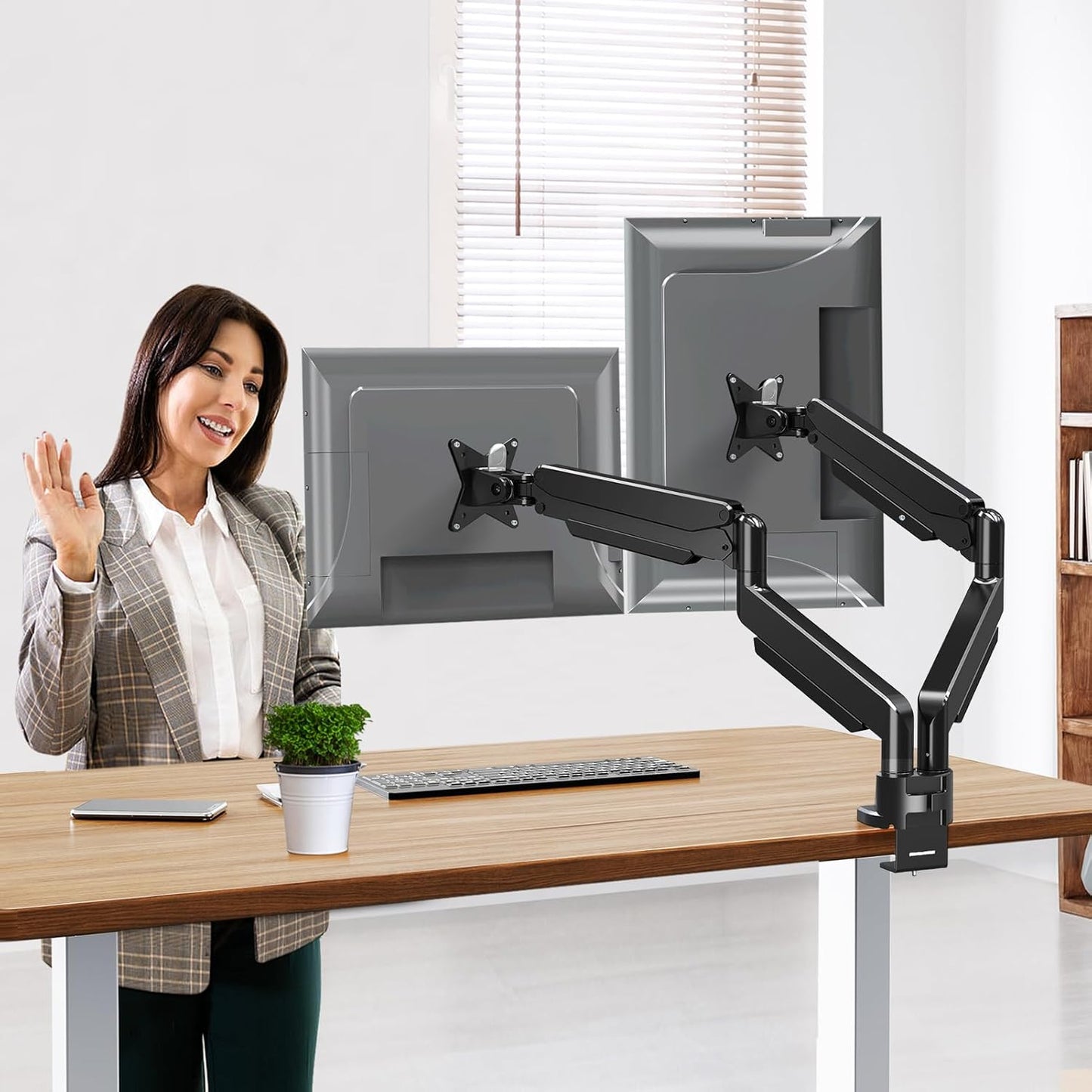 MOUNT PRO Dual Monitor Stand for Max 43 Inch Ultrawide Computer Screen, Premium Aluminum Heavy Duty Monitor Arm Holds 6.6lbs to 33lbs, Gas Spring Full Motion Display Desk Stand, VESA Mount