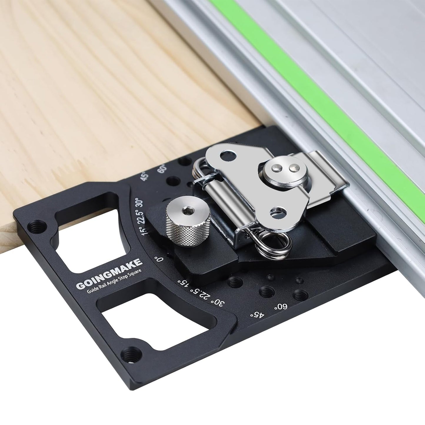 Adjustable Angle Track Saw Square with -60° to 60° Quick Positive Angle Stop,Guide Rail Square,Protractor,90 Degree Right Angle Rail Square Guide Compatible with Festool and Makita