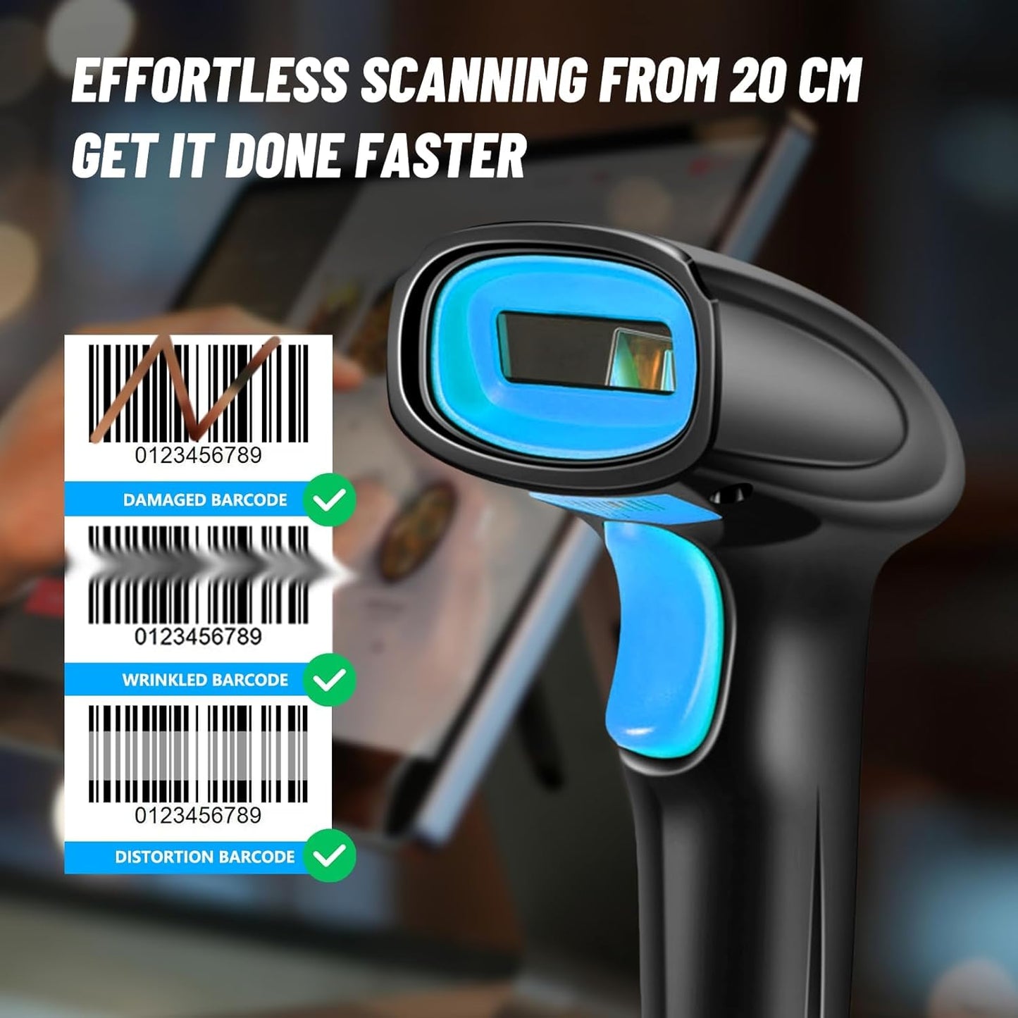 1D Barcode Scanner with Auto-Sensing Mode – Effortless, Precise Scanning for Business Efficiency