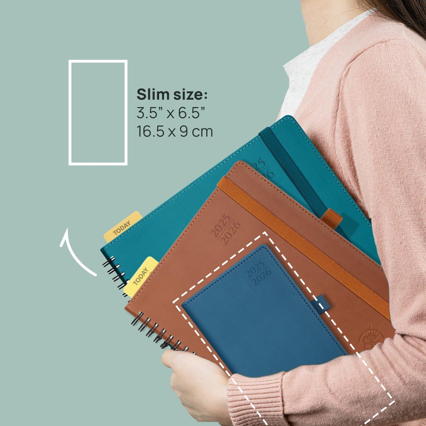 POPRUN Pocket Planner 2025-2026 (Slim Size 3.5'' x 6.5'') Academic Purse Calendar (July 2025 - June 2026) with Hourly Time Slots, 100GSM Thick Paper, Spiral Soft Cover - Night Sky Blue