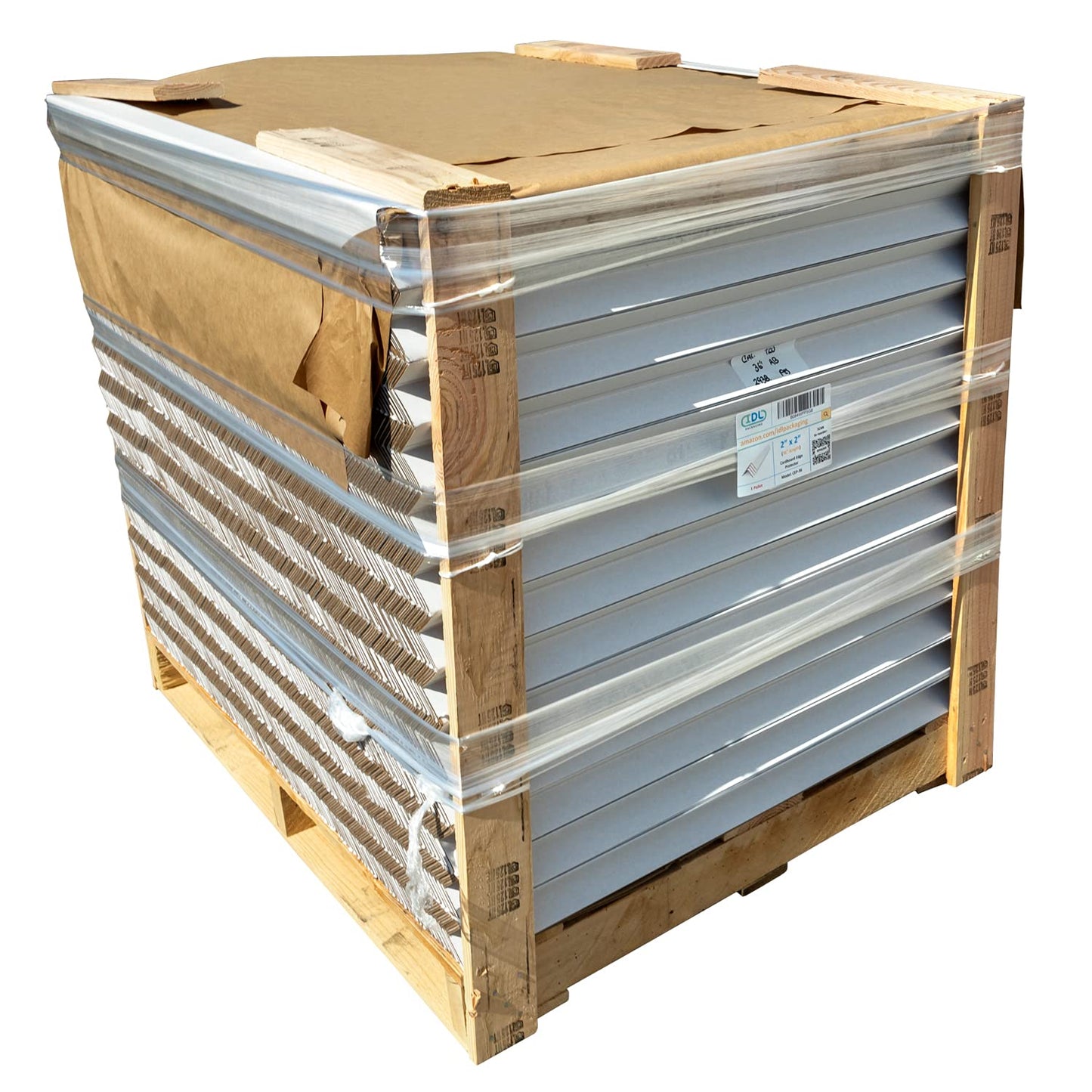 IDL Packaging Cardboard Edge Protectors 2" x 2" x 36", Full Pallet of 2800 pc, White - V-Board Reinforced Corner Protectors - Regular-Duty Cardboard Corners for Shipping