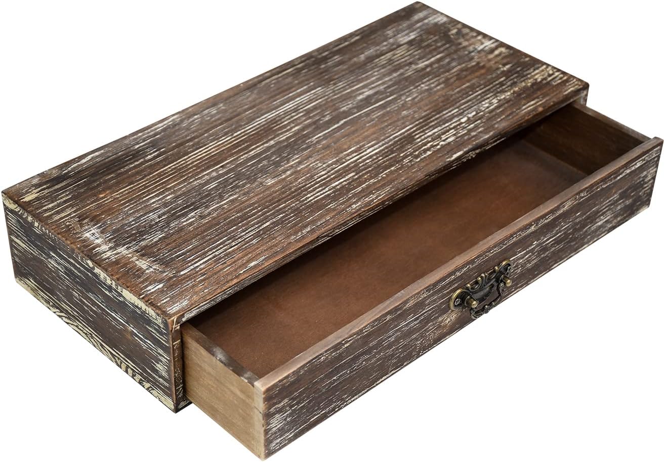 Wooden Drawers Organizer Soild Farmhouse Style RetroDesktop Drawer Storage Box Organizer With Drawers, Office Organization for Countertop Table To Store Mail, Phone, Suppliers, Glasses (Retro)