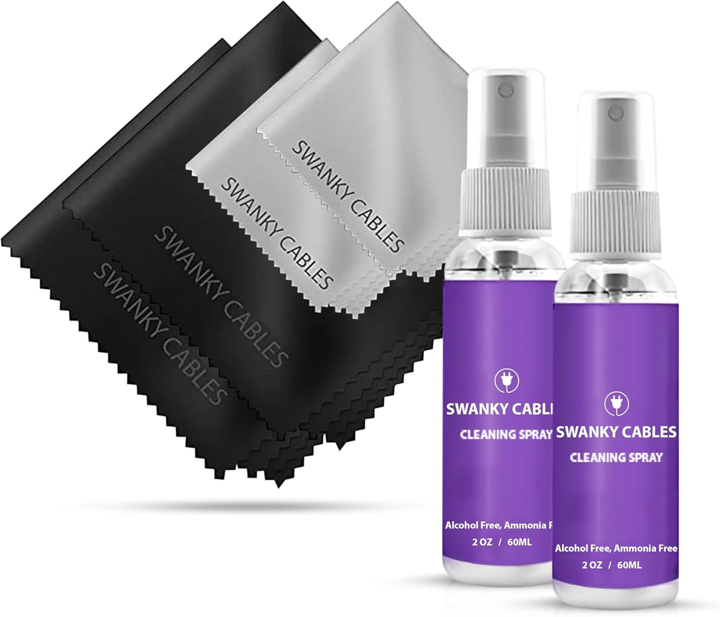 Swanky Computer Screen Cleaner Kit: Set of Electronic Cleaner Spray Microfiber Cleaning Cloth for Tv Cleaner - Ipad Screen Cleaner - iPhone Cleaner - Monitor Cleaner - Laptop Cleaner (2 Oz, 2-Pack)