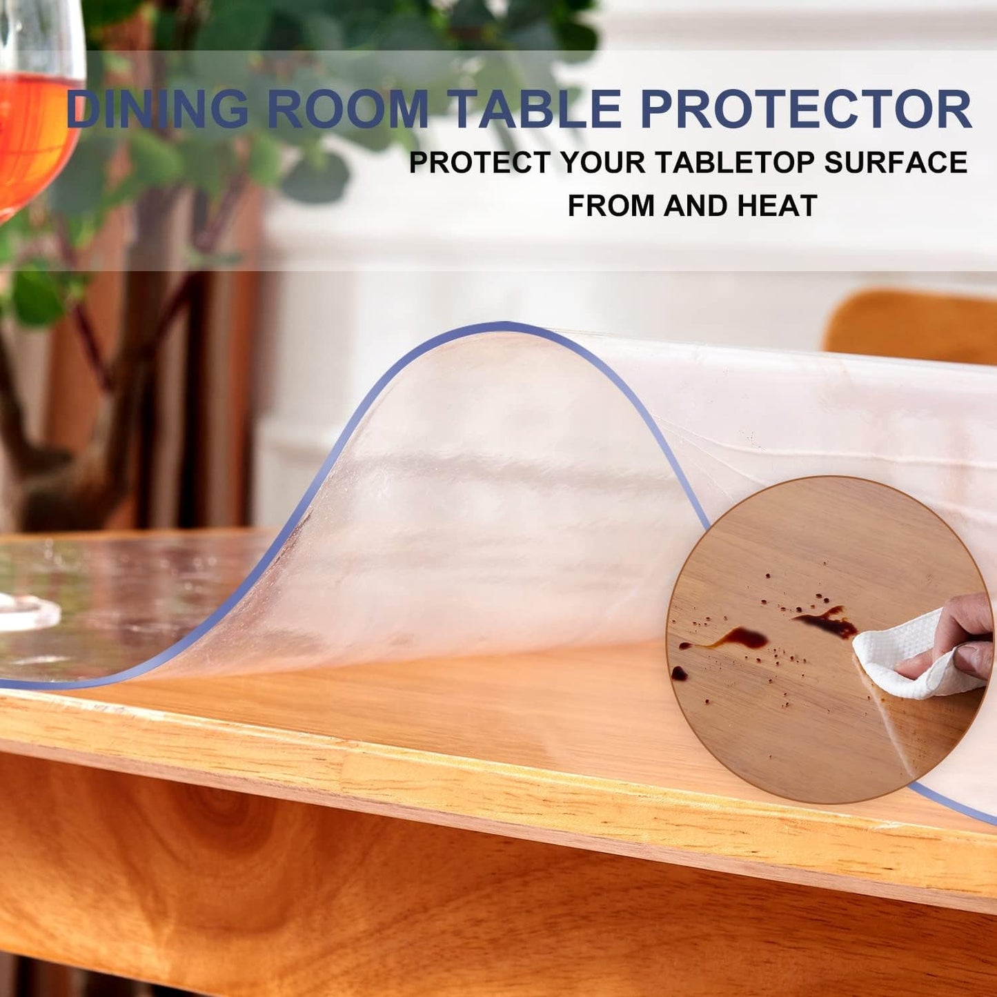 16x58 Inch Clear PVC Table Protector Non-slip Desk Top Protector Mat Transparent Table Mat Waterproof Table Pad Plastic Desk Protector for Dresser Vanity Desk Writing Desk Dining Living Room Table