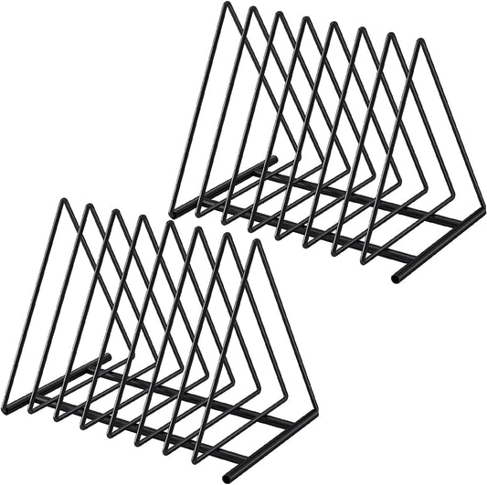 Set of 2 Upgraded Triangle File Folder Rack,7 Sections File Holder,File Storage Sorter/Stand,Desktop File Organizer,Wire Organizer Rack,Magazine Folder Holder,Letter/Legal, Anti-Scratch/Rusty