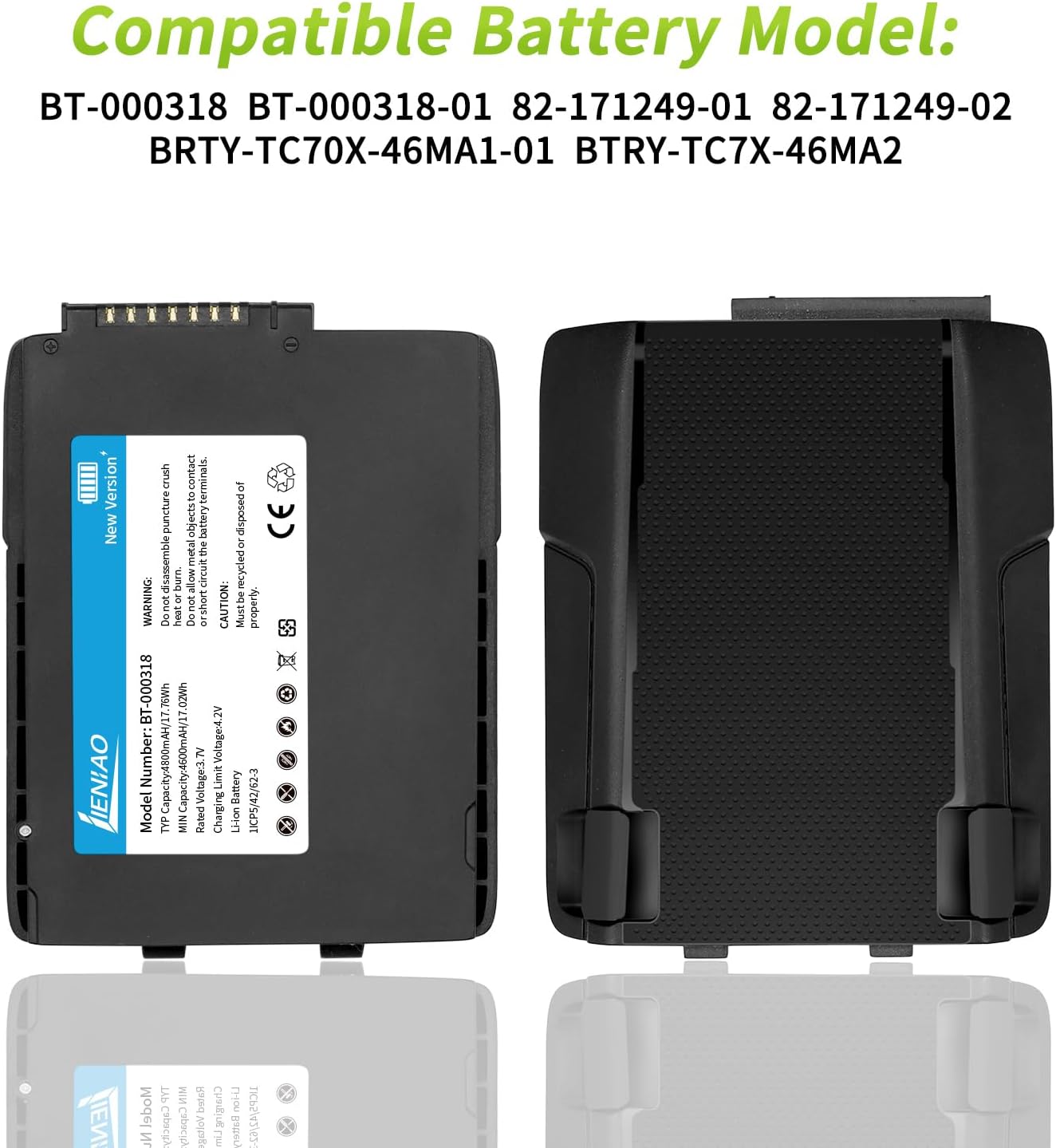 2 Pack for Zebra Scanner Battery TC77 BT-000318 [New Version 4800mAh] for Zebra TC77 Battery TC70 TC70x TC72 TC75 TC75x TC700H TC700K TC77HL TC720L Barcode Scanner BT-000318-01 (2)