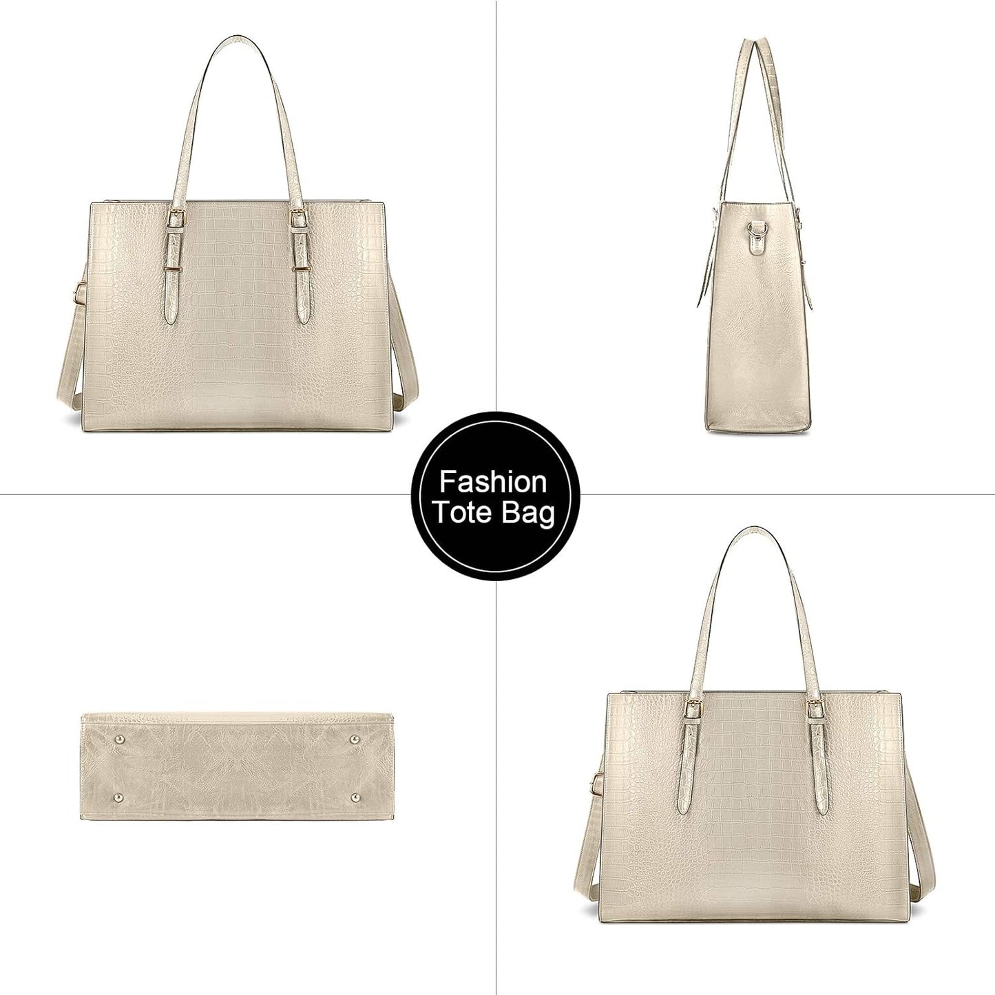 Laptop Bag for Women 15.6 Inch Laptop Tote Bag Leather Classy Computer Briefcase for Work Waterproof Handbag Professional Shoulder Bag Women Business Office Bag Large Capacity