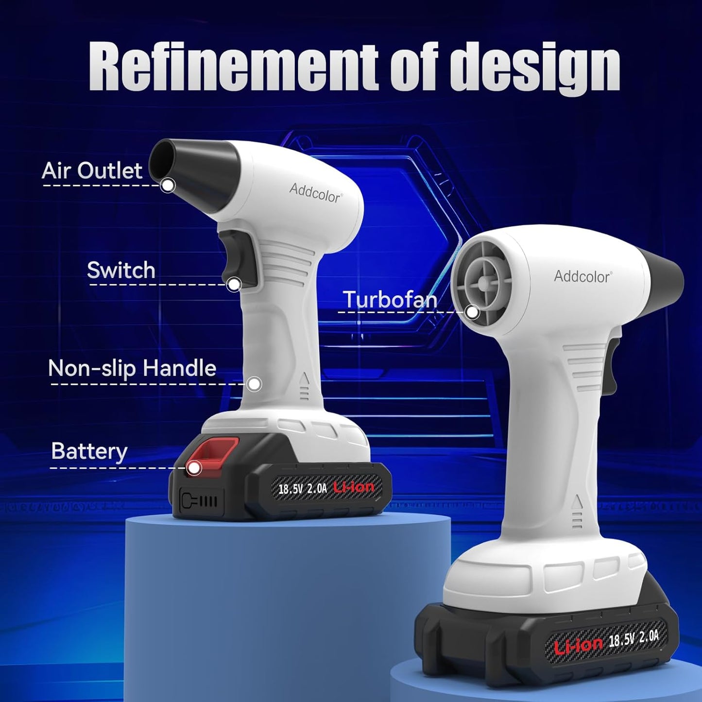 Leaf Blower Cordless, Portable Handheld Blowers with 18.5V 2.0Ah Battery and Charger, Electric Leaf Blower for Dust Snow Blowing, Lawn Care, Patio, White