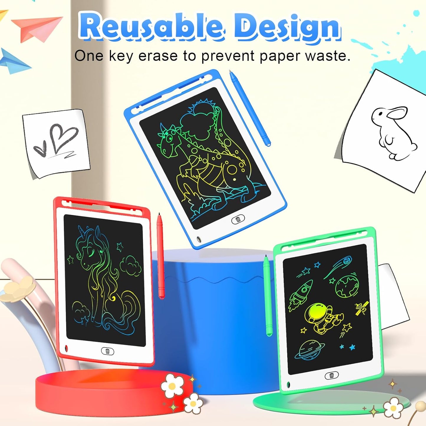 Party Favor LCD Writing Tablet for Kids, 8.5 Inch Colorful Doodle Board Drawing Tablet, Educational Learning Toys Birthday Gifts for Kids Age 3 4 5 6 7 8 (16 Pack)