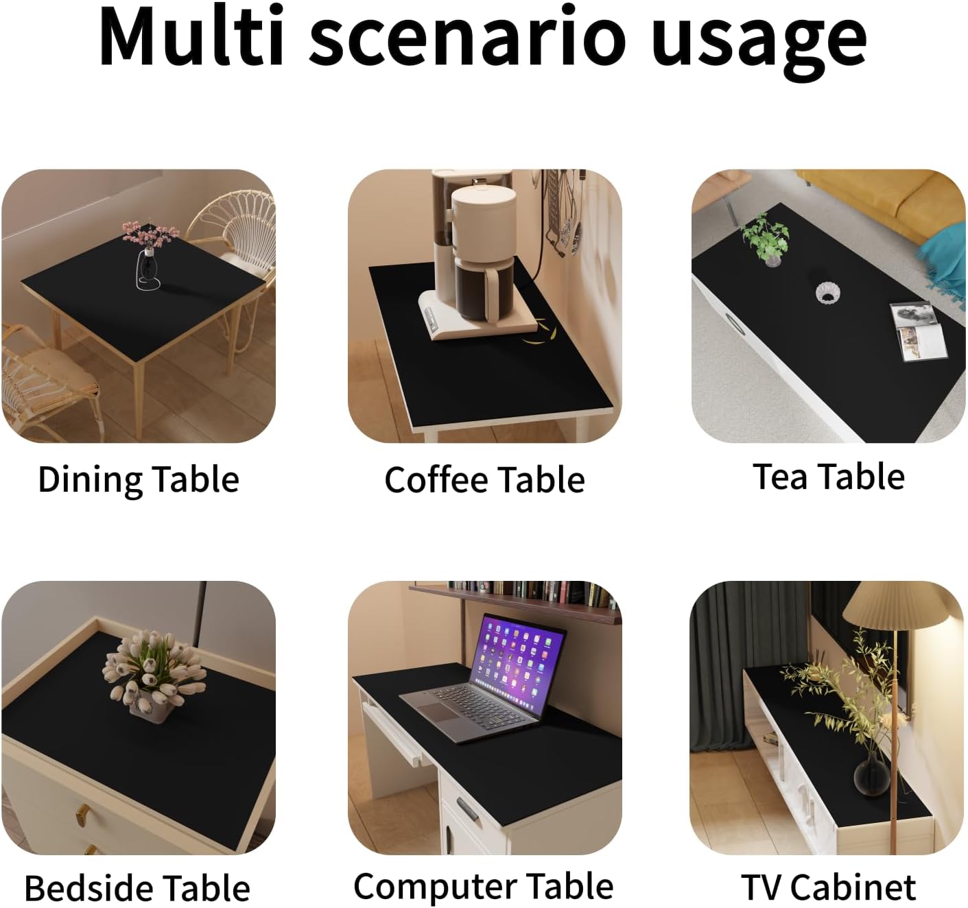 Leather Table Cover,1.8mm Thick,30x48 Inch Desk Cover,Large Desk Mat,Table Protector,Table Cover Protector,Table Protectors for Rectangle Tables(Black+Black,30x48)