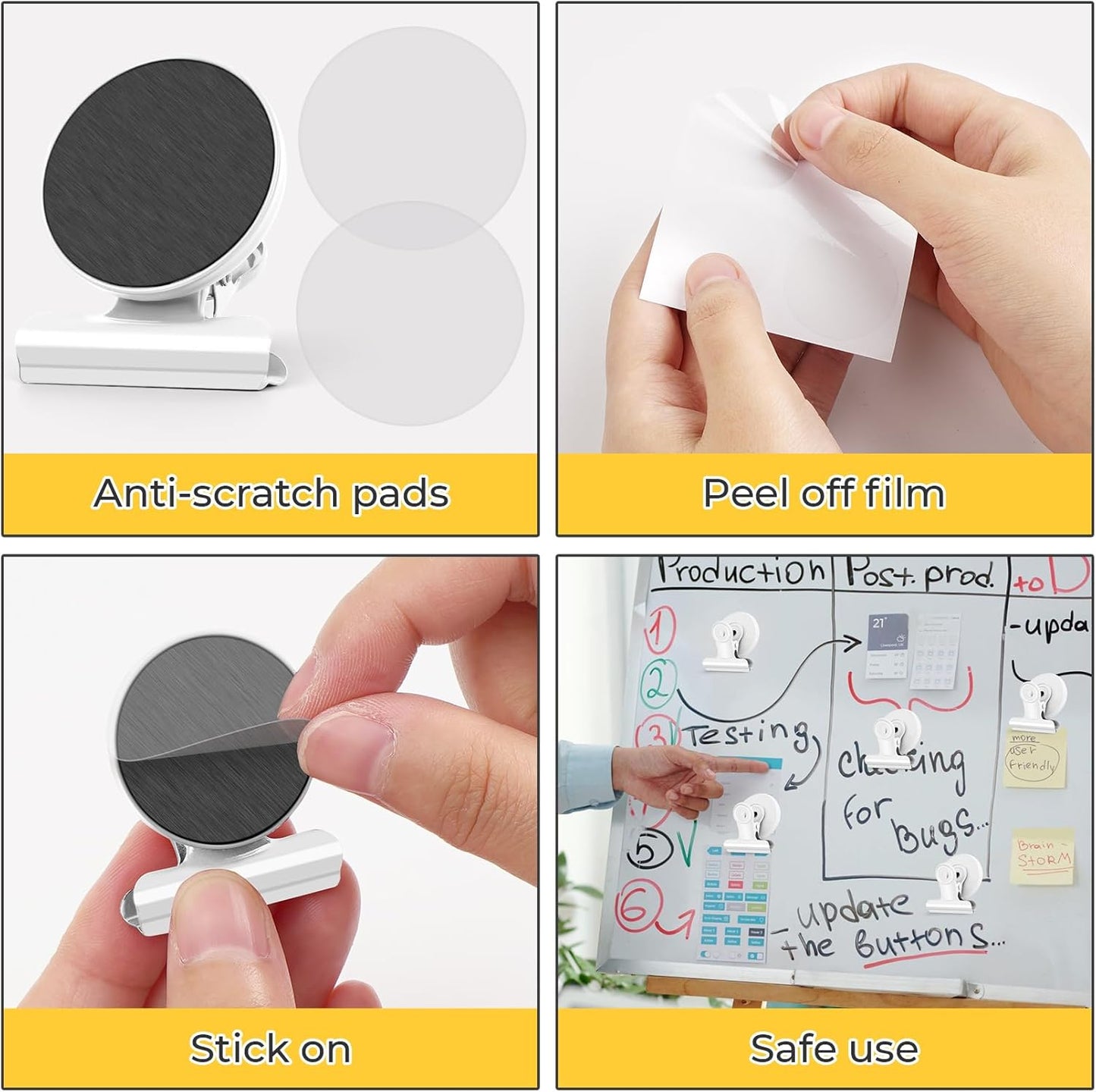 20 Pack Refrigerator Magnets, White Magnetic Clips Whiteboard Magnets, Magnet Clips Heavy Duty Fridge Magnets for Photo Displays, Home, Office, Classroom