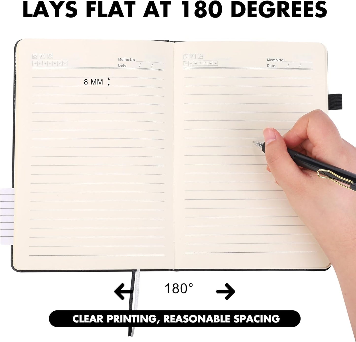 Aodaer 30 Set Lined Notebook Journals with Pens A5 Notebooks 100 GSM College Ruled Hardcover Notebook PU Leather Notepad with Pen Holder for Office School, 5.7 x 8.3 Inches, Black