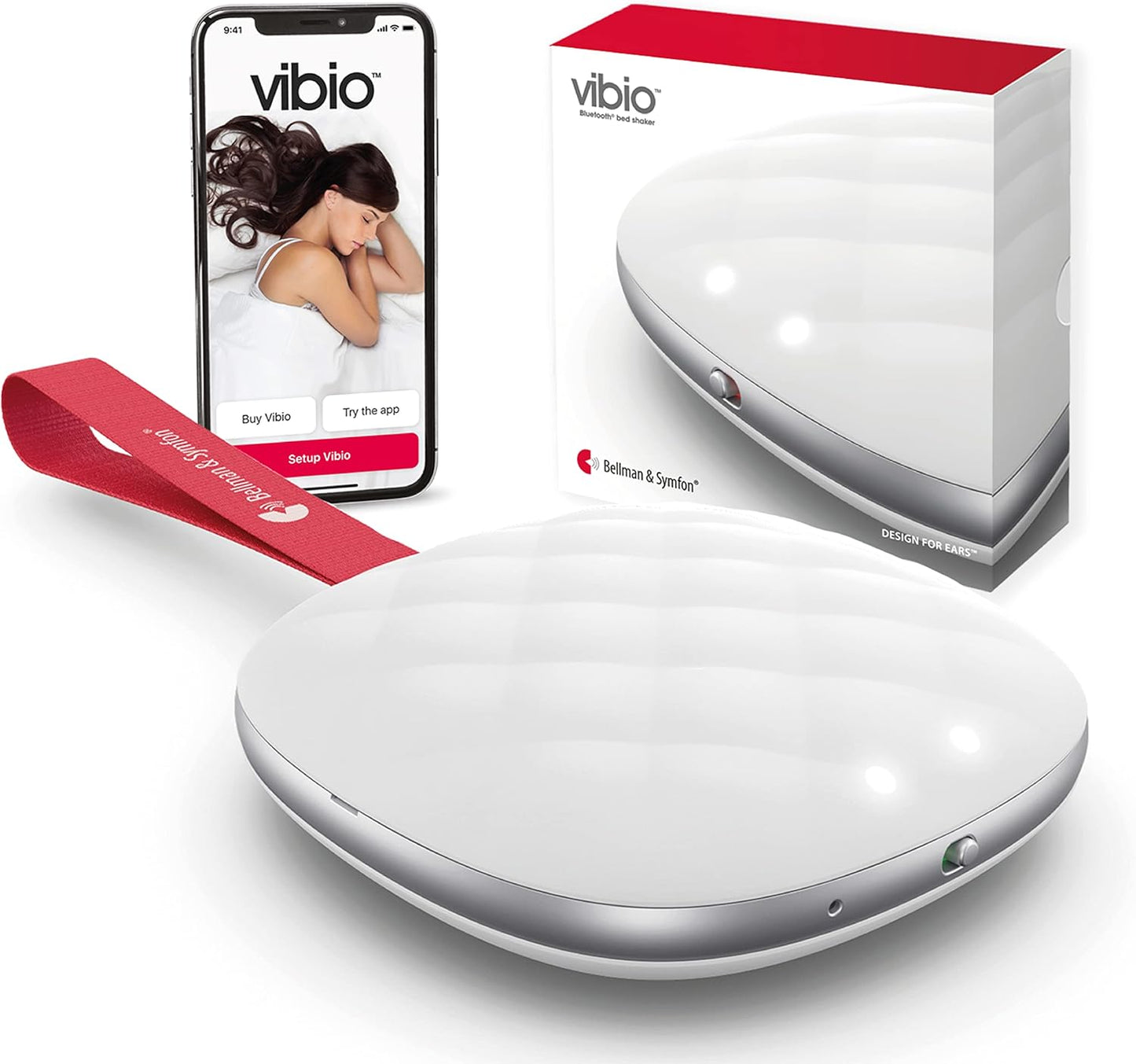 Bellman & Symfon Vibio Bluetooth Bed Shaker – Silent Vibrating Travel Alarm Clocks for Heavy Sleepers – Portable Rechargeable Clock with Multiple Alarms, Call and Message Alerts Easy to Pack for Trips