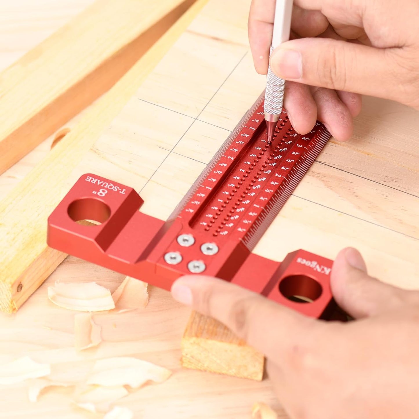 Woodworking Scriber T-Square Ruler 12in with Thoughtful Support Lips, Architect Ruler for Carpenter Work, Layout and Measuring Tools…
