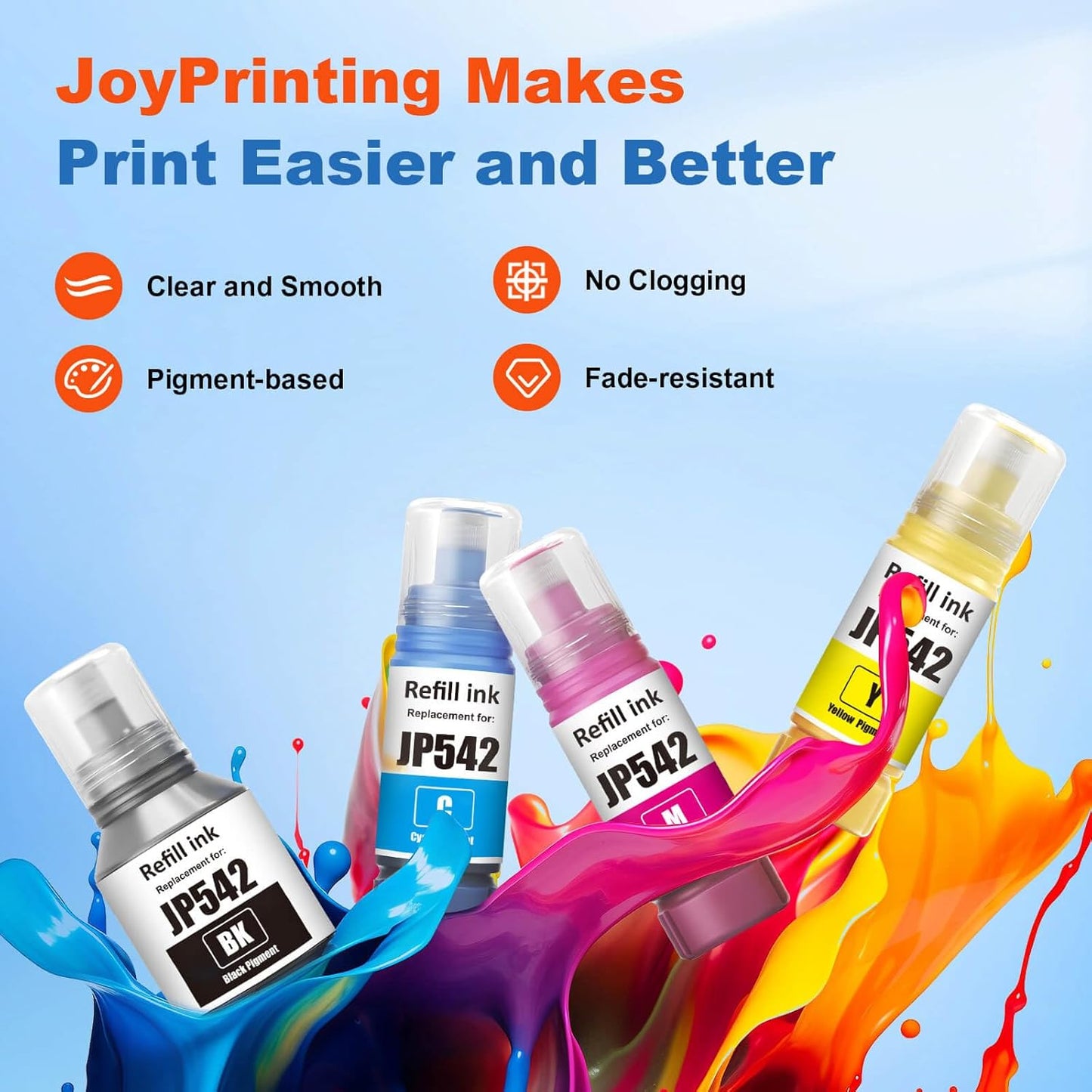 542 Black Ink Compatible 542 Ink Refill Bottles T542 Ink Work for ET-5800 ET-5850 ET-5880 ET-5150 ET-5170 ET-5180 ET-16600 ET-16650 ST-C8000 ST-C8090 Printer (2 x Pigment Black)