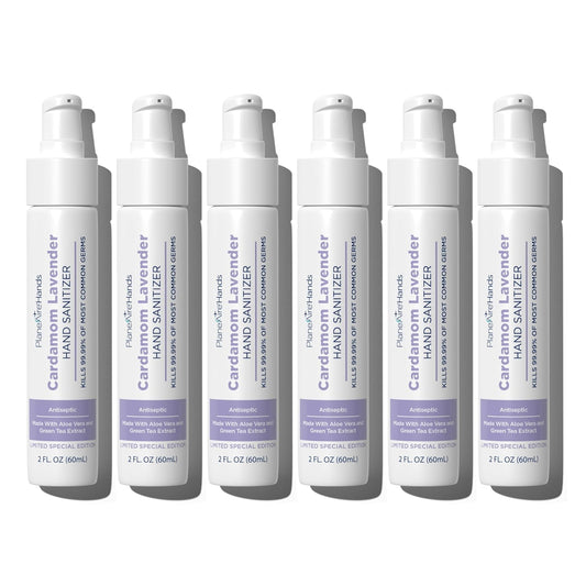 Cardamom Lavender Lotion Hand Sanitizer | Travel Size | Moisturizing Hand Lotion | Made with Aloe Vera & Essential Oils | Rich in Vitamin E | Cleanse & Moisturize | Scented Hand Sanitizer | 6-Pack