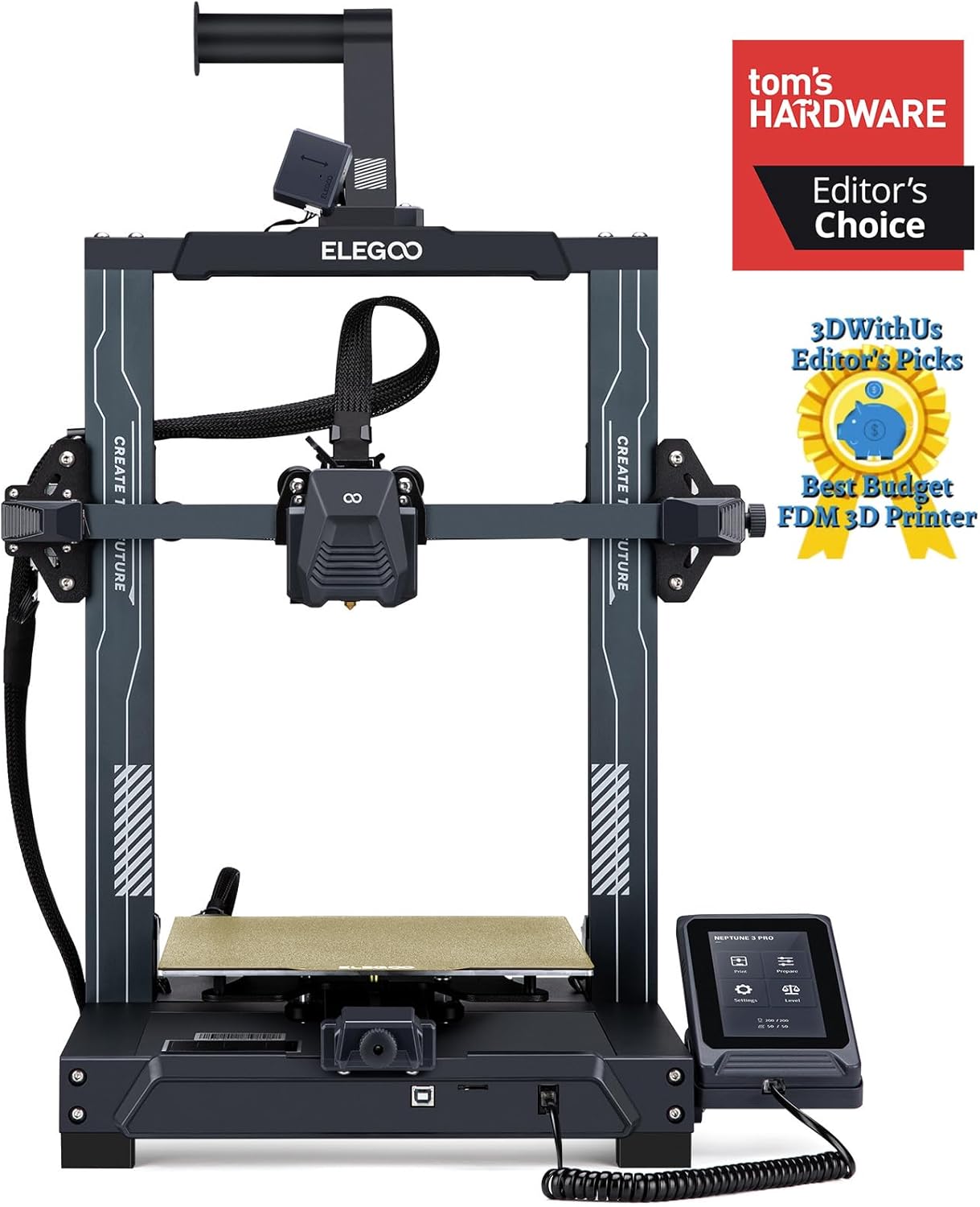 ELEGOO Neptune 3 Pro 3D Printer with Auto Bed Leveling, Dual-Gear Direct Extruder, Dual Lead Screw Drive, Removable Capacitive Screen,8.85x8.85x11in Large Printing Size