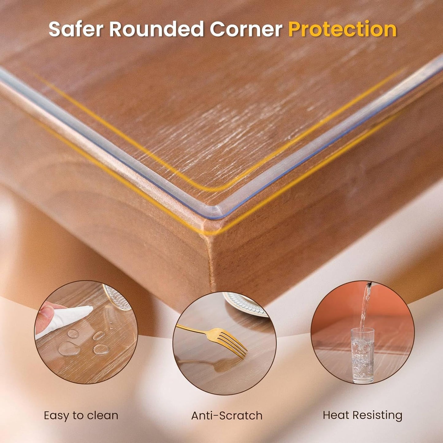 Clear Table Cover Protector, 40 x 120 Inch Table Protector for Dining Room Table, 1.5mm Thick Clear Plastic Table Cover, Table Pad Mat for Kitchen, Writing Desk Pad for Desktop