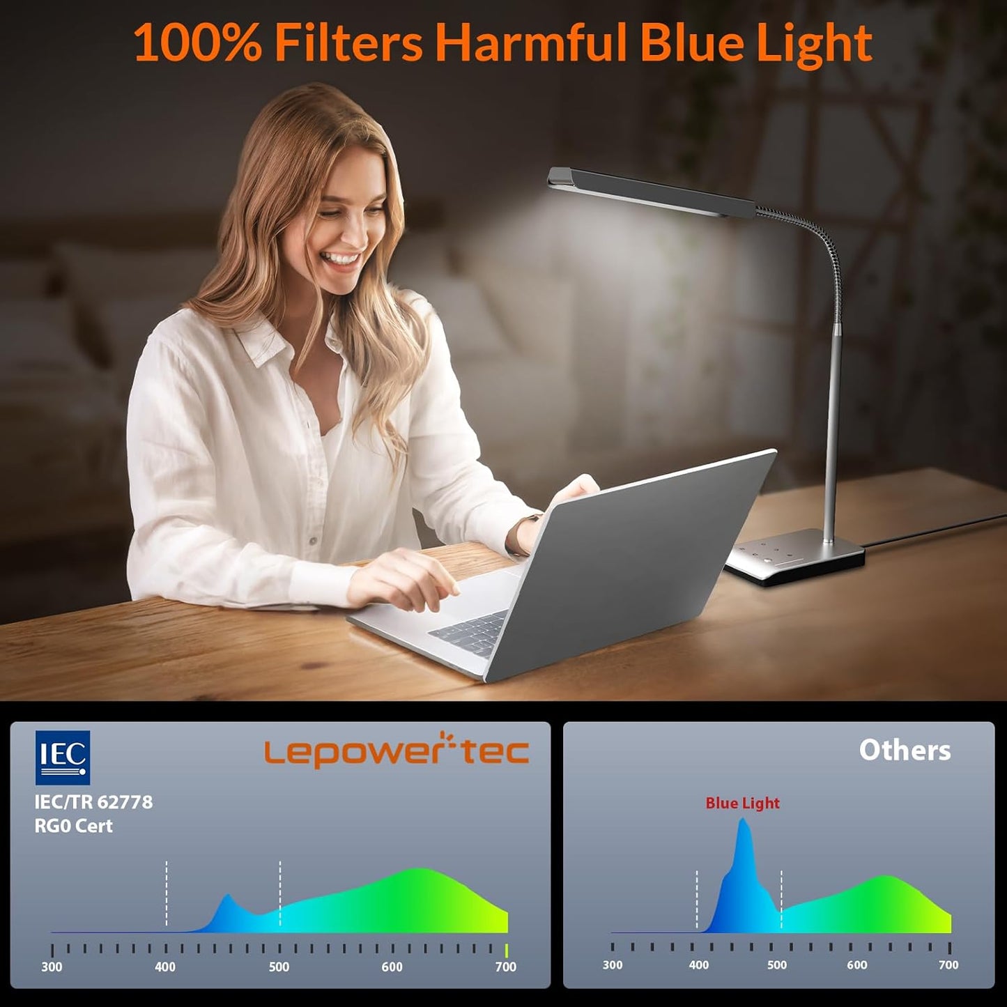 LED Desk Lamp, 12W Reading Desk Lamp for Office Home with 60 Lighting Modes, Touch Control & Timer Function, 750LM Bright Eye-Caring Gooseneck Desk Light Table Lamp for Study, Work, Silver