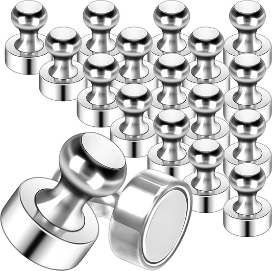 20Pack Magnets for Whiteboard Strong Fridge Magnets Silver Push Pin Refrigerator Locker Magnets for School and Home