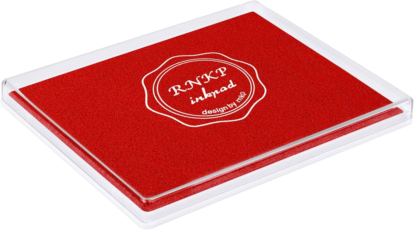Fstaor Permanent Large Red Ink Pad for Rubber Stamps, 5x4 inch Stamp Pads for Kids Paper Wood Fabric (Red)