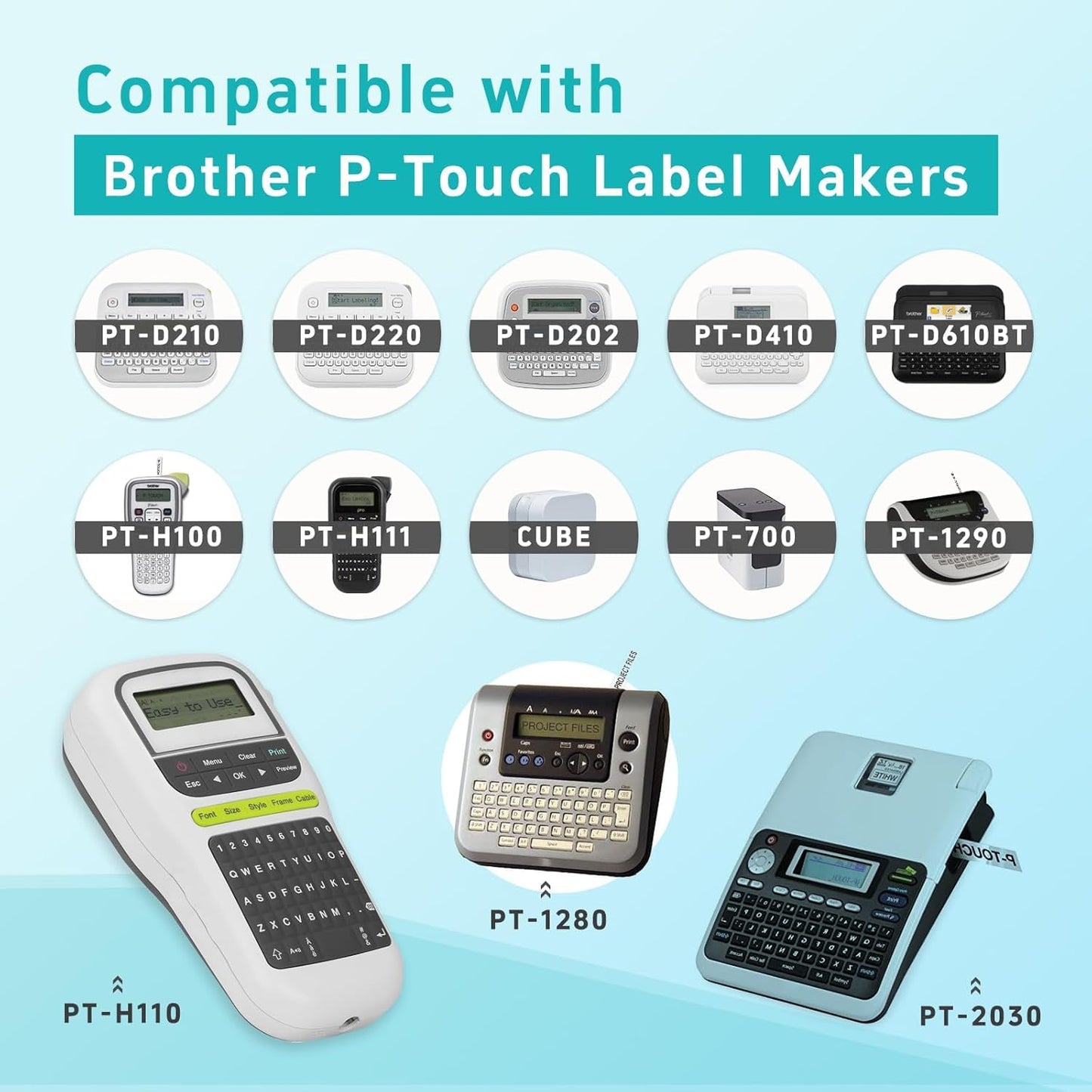 3Pack Label Maker Tape Compatible with Brother PTouch TZe-231 Tape, ½” 0.47”x 26.2 ft Laminated Black on White, for PT-D210, PT-H110, PT-D220, PT-D410, PT-D600