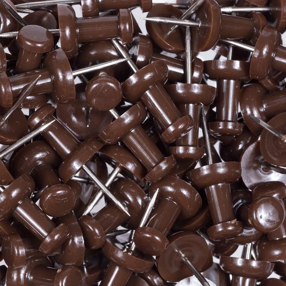 JAM PAPER Colorful Push Pins - Chocolate Brown Pushpins - 100/Pack