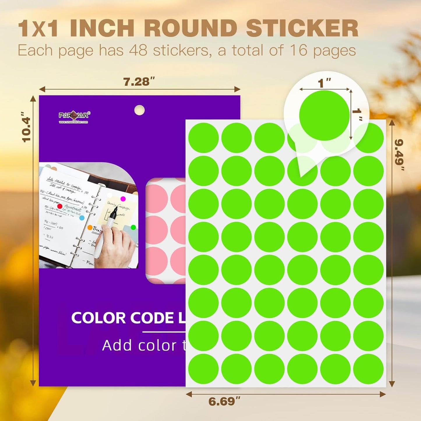 PARLAIM 1 inch Round Dot Sticker,760PCS Permanent Adhesive Multi Color Code Circle Sticker Labels for Office Classroom Garage Sale