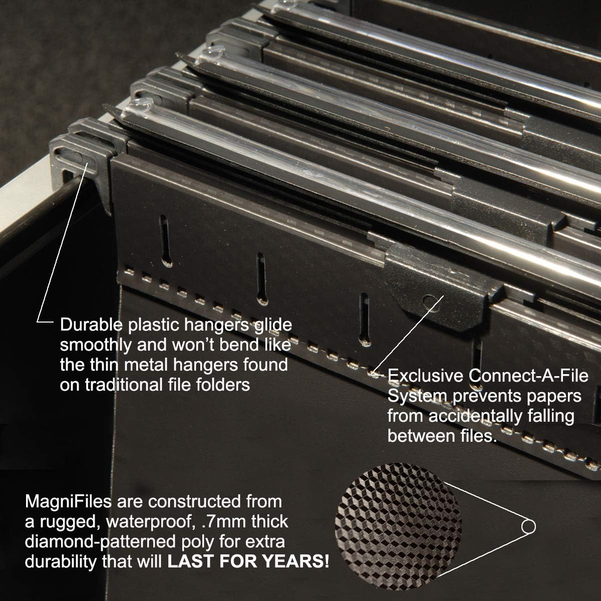 Ultimate Office MagniFile Extra-Capacity Hanging File Folders, 1/2" Box-Bottom, Letter Size, Feature A Wrap- Around Bungee Security Cord (Set of 8)