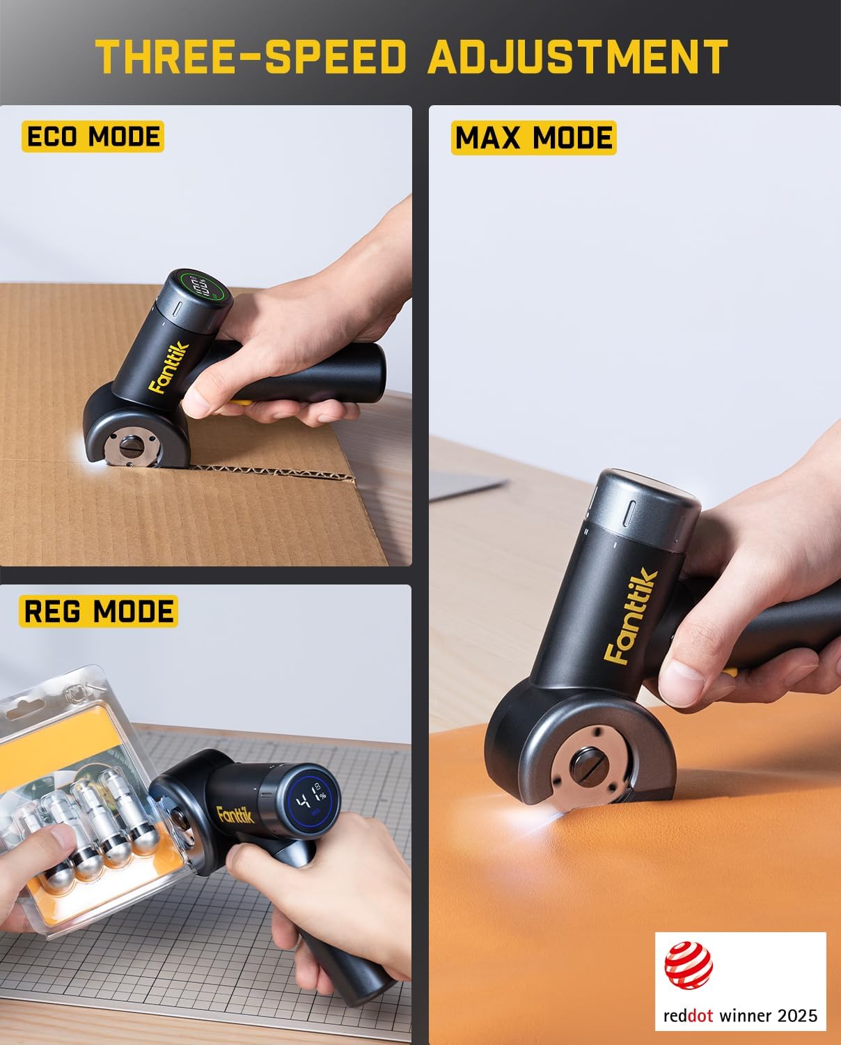 Fanttik C8 Nano Cordless Electric Scissors with LED Display, Rechargeable Cardboard Cutter with 2 Blades, EasySwap Blade Change, LED Light, for Thin Cardboard Carpet Leather - Black