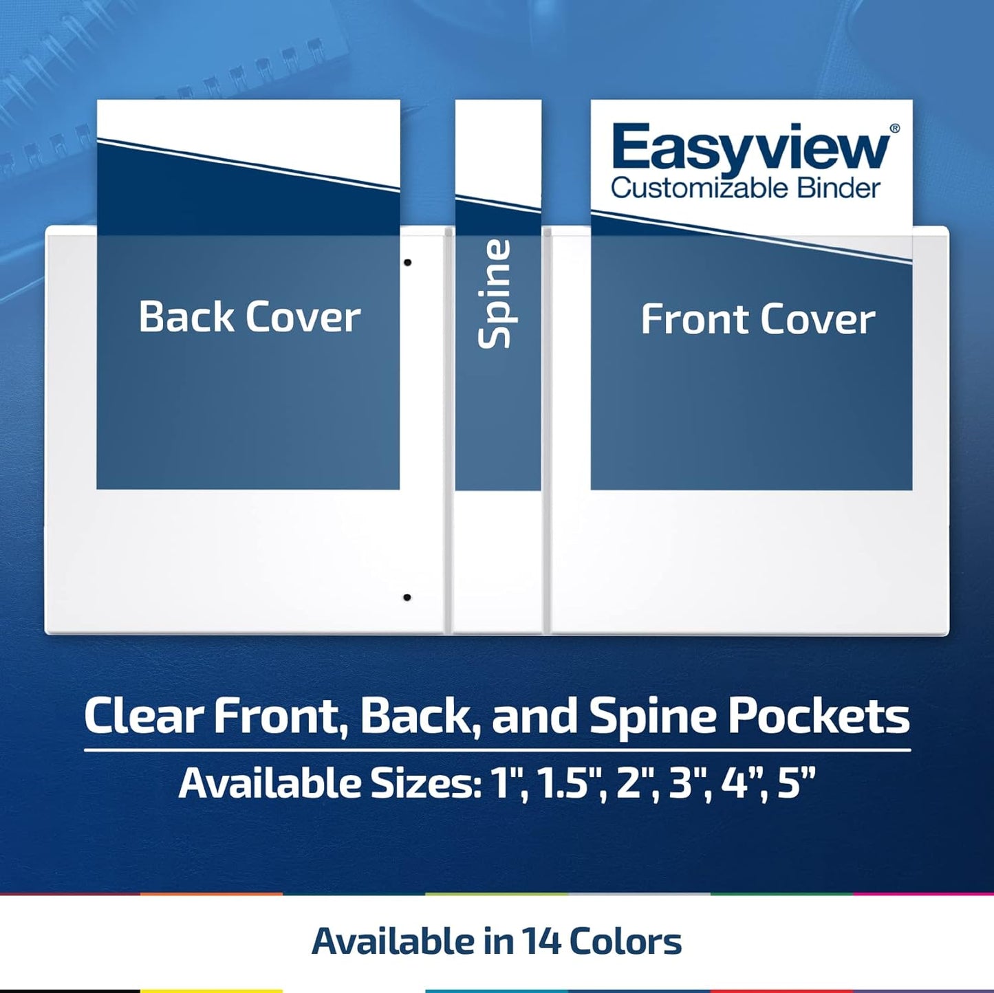 Easyview Premium 3-Ring Binders with Clear-View Covers and Round Rings, Binders for School or Office, 1 Inch, Pack of 6, Navy Blue