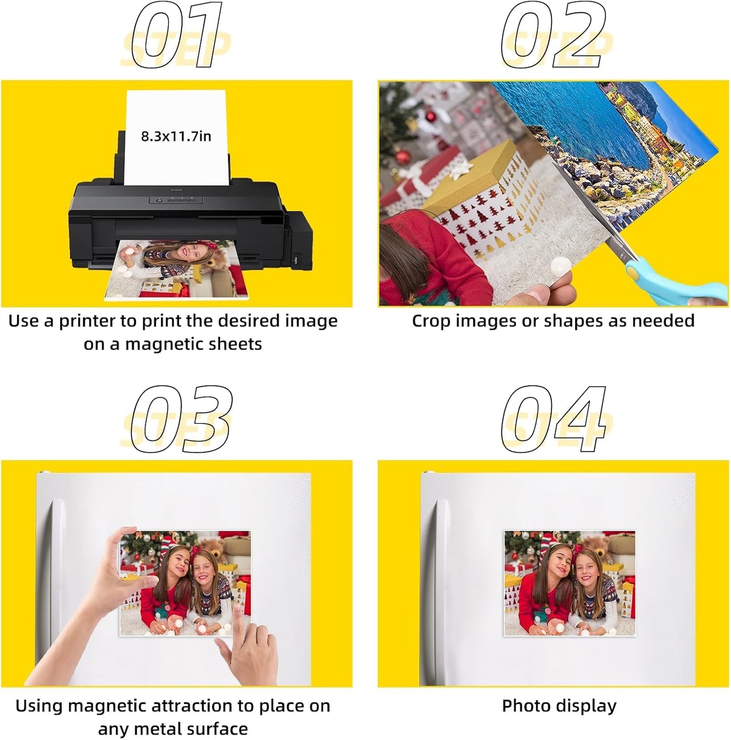 DIYMAG Printable Magnetic Sheets, 8.3" x 11.7" 8Pcs Flexible Magnet Sheet Matte Paper for Inkjet Printer, Photo Magnetics for DIY Crafts