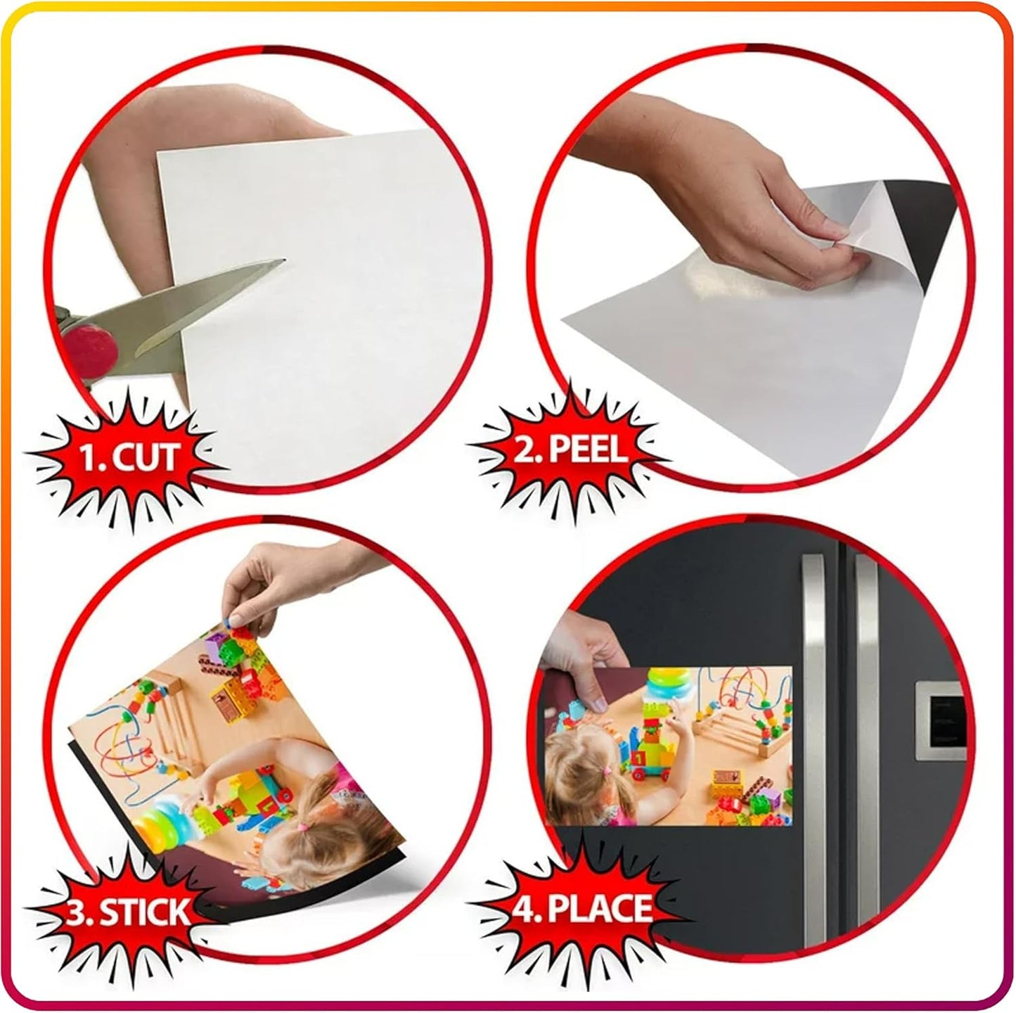Business Card Magnets Peel and Stick 2" x 3.5"- 50 Strong Magnetic Sheets with Adhesive Backing to Make Flexible Magnet Self Sticky Dots for School Classroom Board, Fridge, Photos, Crafts