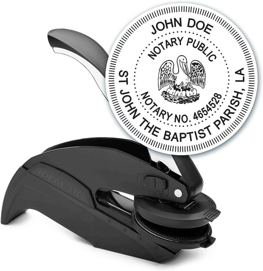 Rubber Stamp Creation MaxMark Notary Seal Round Embosser for Louisiana State - Includes Gold Burst Seal Labels (50 Count)