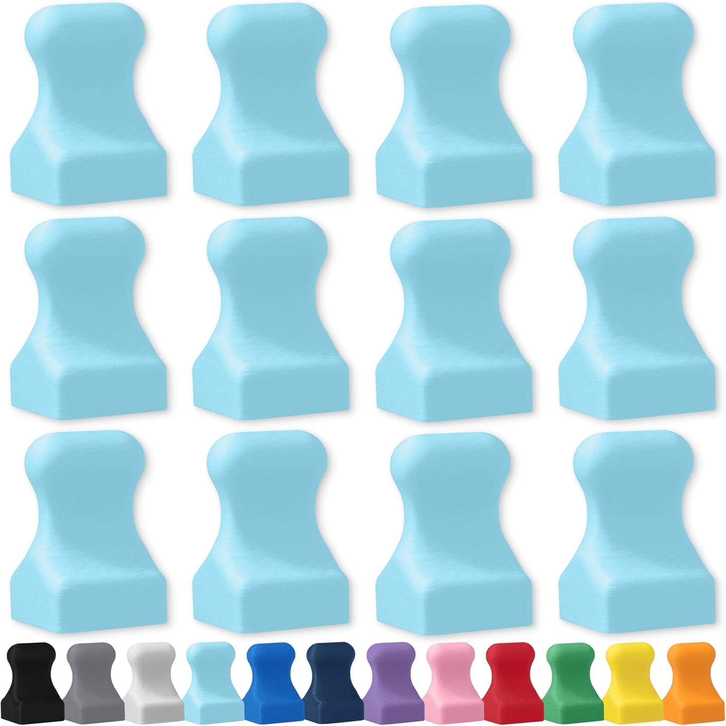 Glassboard Studio MiniPawn Magnet - Strong Neodymium Rare Earth Magnets for Fridge, Whiteboard, Locker & Magnetic Glassboards - Ideal for Crafting & Office Use - Strong Fridge Magnets (Ice Blue, 12)