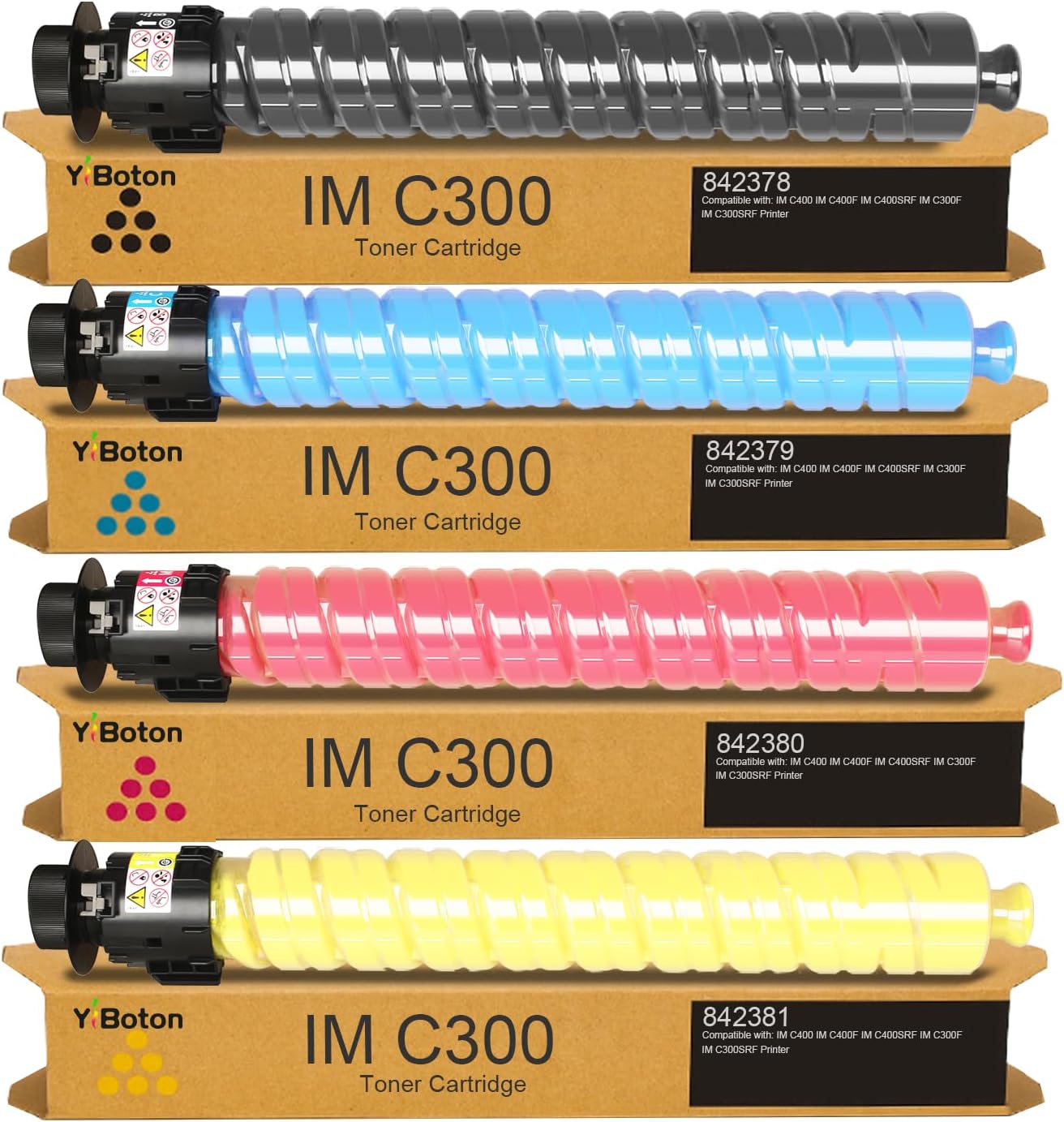 IM C300 IM C400 IMC300 IMC400 Toner Cartridge Compatible with Ricoh 842378 842379 842380 842381 for Use in Lanier Savin IM C300F C400F C400SF Printer Black Cyan Magenta Yellow