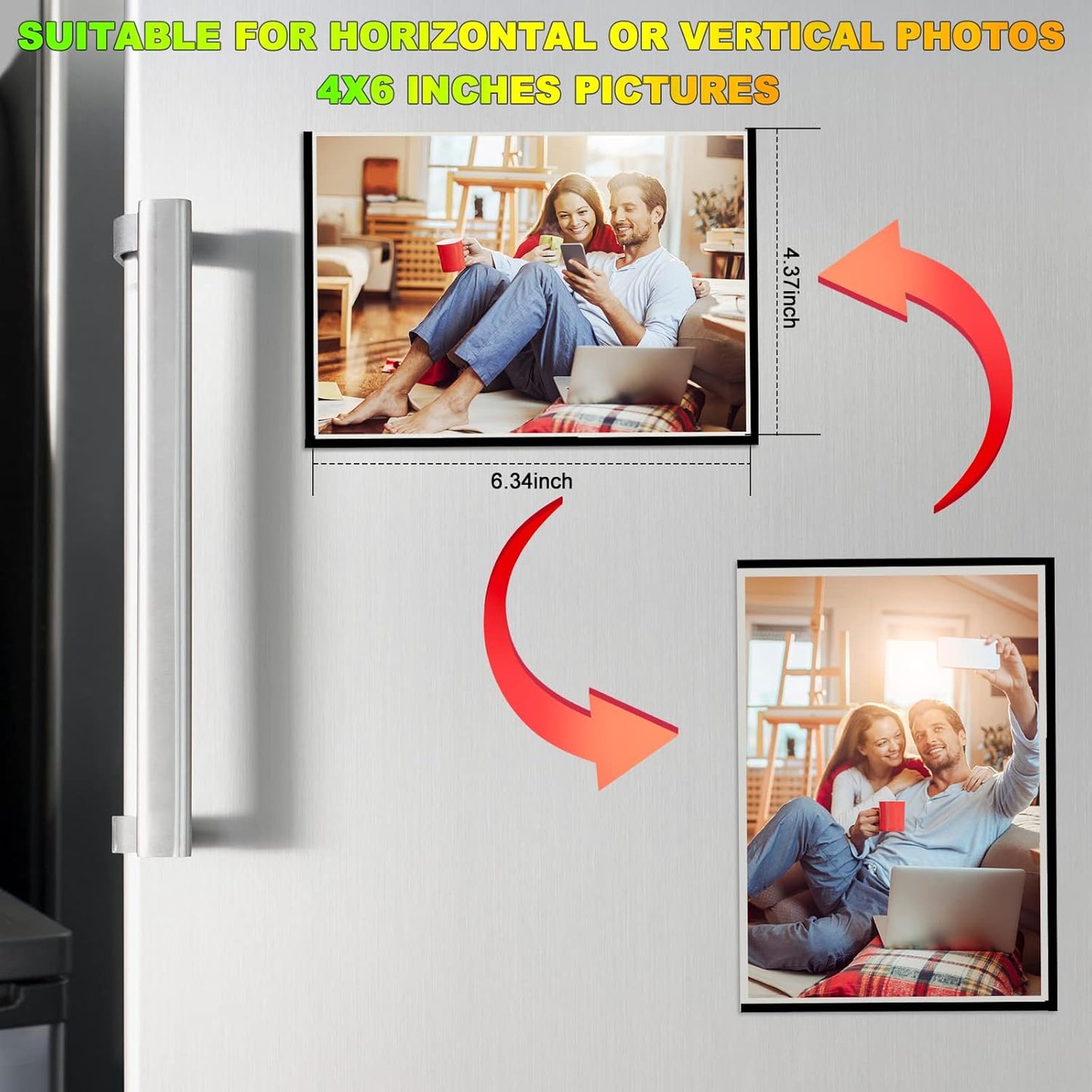 Black Magnetic Picture Frame 4X6 for Refrigerator-50 Pack,Black Photo Magnets Sleeves,Bulk Holders for Classroom
