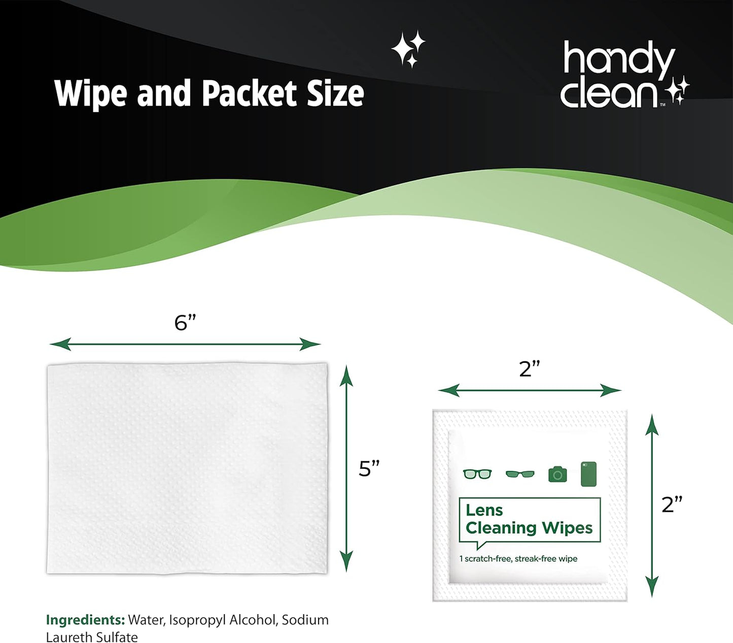 HandyClean Pre-Moistened Lens Cleaning Wipes, Eyeglass Wipes, Screen Wipes, 200 ct of 6 x 5 inches Individually Packed Lens Cleaner Wipes