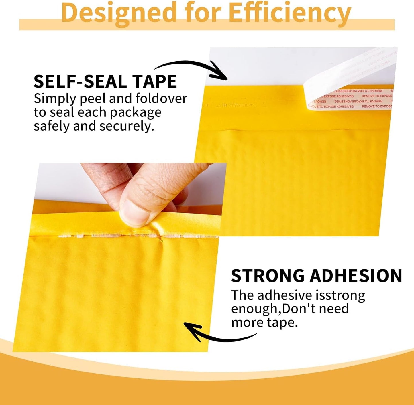 Kraft Bubble Mailers 4×8' Inch 100 Pack Yellow shipping envelopes Self-Seal Padded Mailing Envelopes for Jewelry Makeup Supplies and Small Business Packaging