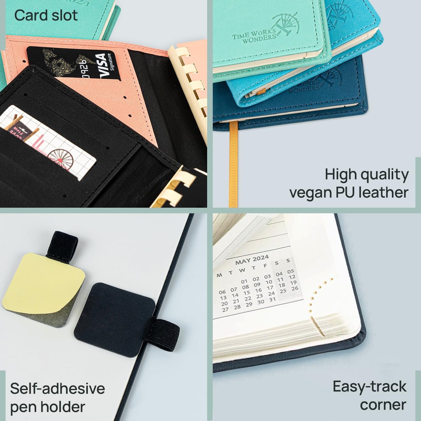 POPRUN Pocket Planner 2025-2026 (Slim Size 3.5'' x 6.5'') Academic Purse Calendar (July 2025 - June 2026) with Hourly Time Slots, 100GSM Thick Paper, Spiral Soft Cover - Burgundy Red