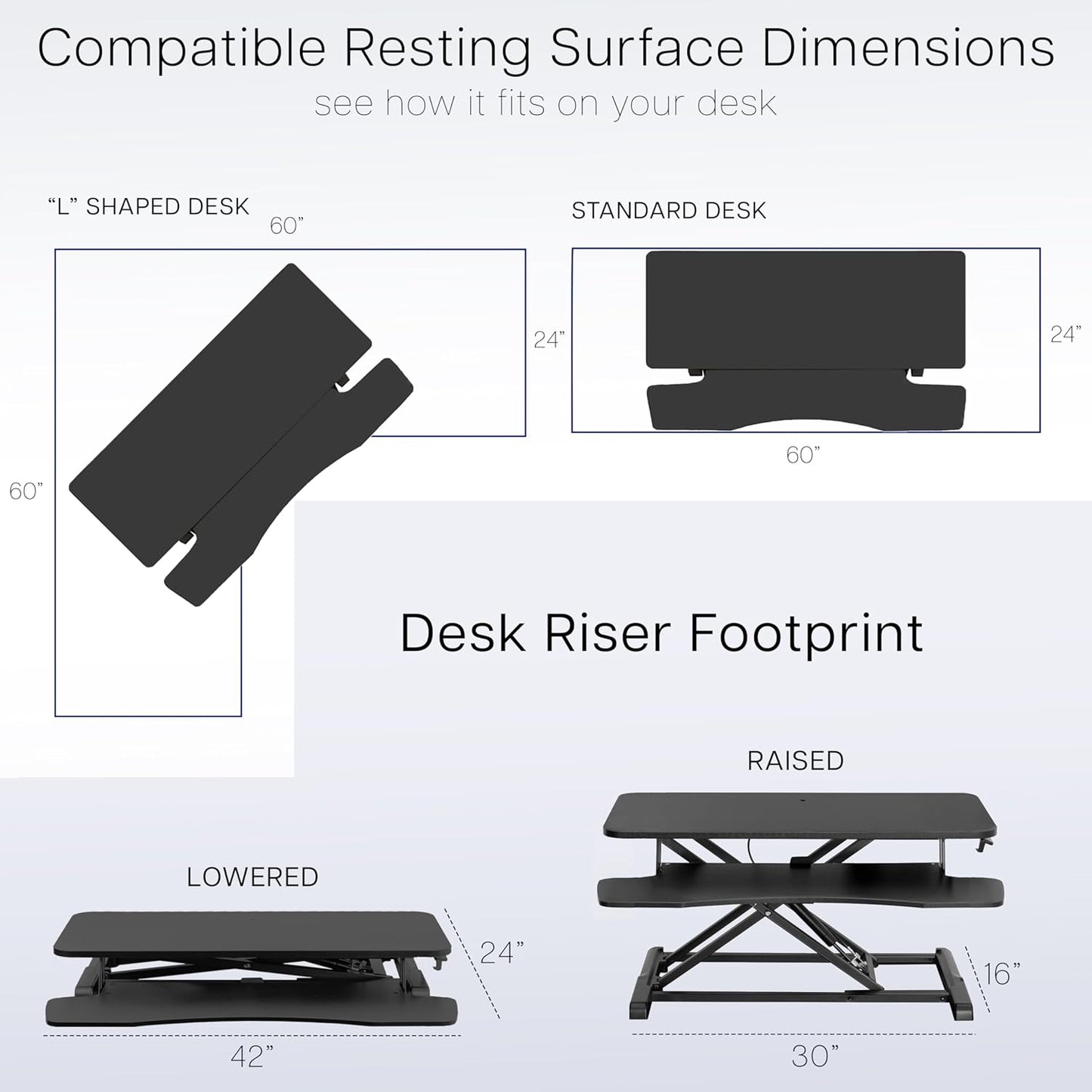 VIVO 42 inch Desk Converter, K Series, Height Adjustable Sit to Stand Riser, Dual Monitor and Laptop Workstation with Wide Keyboard Tray, Rustic Vintage Brown Top, Black Frame, DESK-V042KN