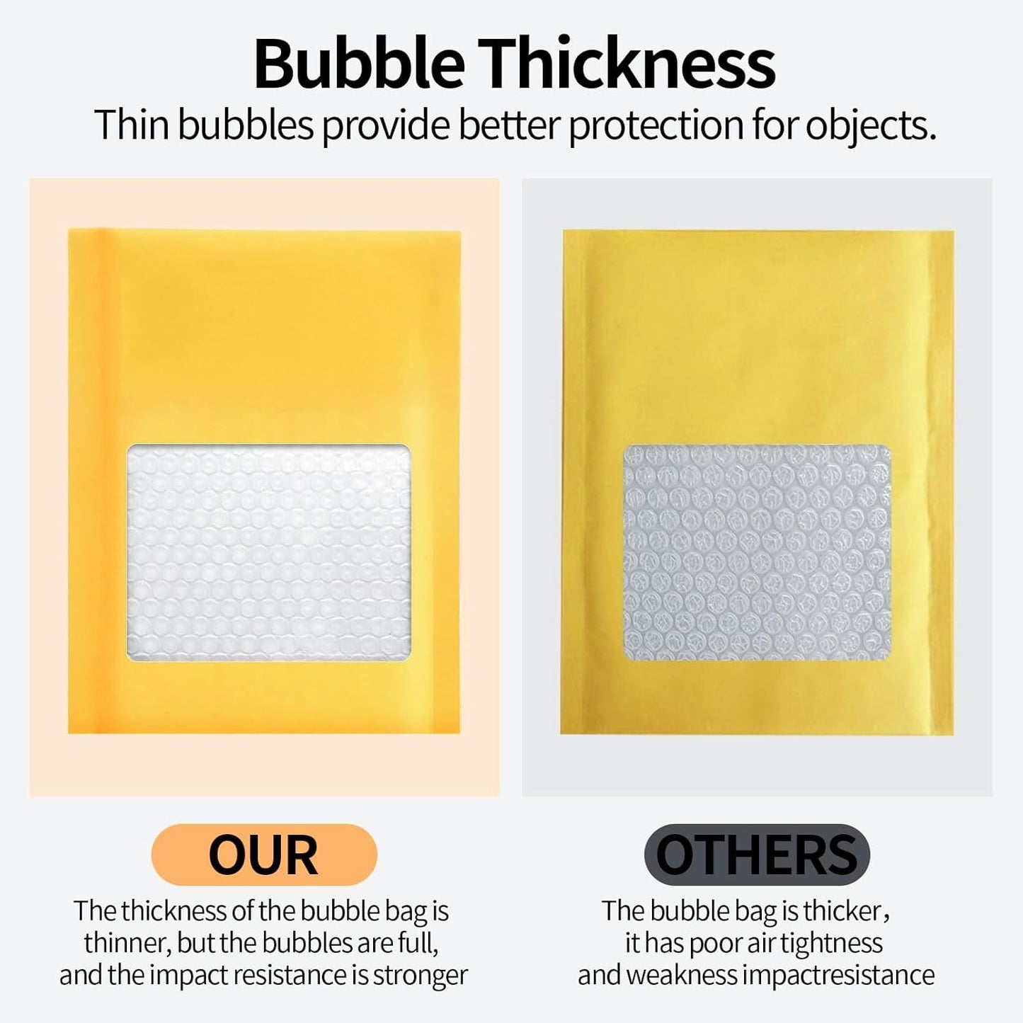 Kraft Bubble Mailers 4×8' Inch 100 Pack Yellow shipping envelopes Self-Seal Padded Mailing Envelopes for Jewelry Makeup Supplies and Small Business Packaging