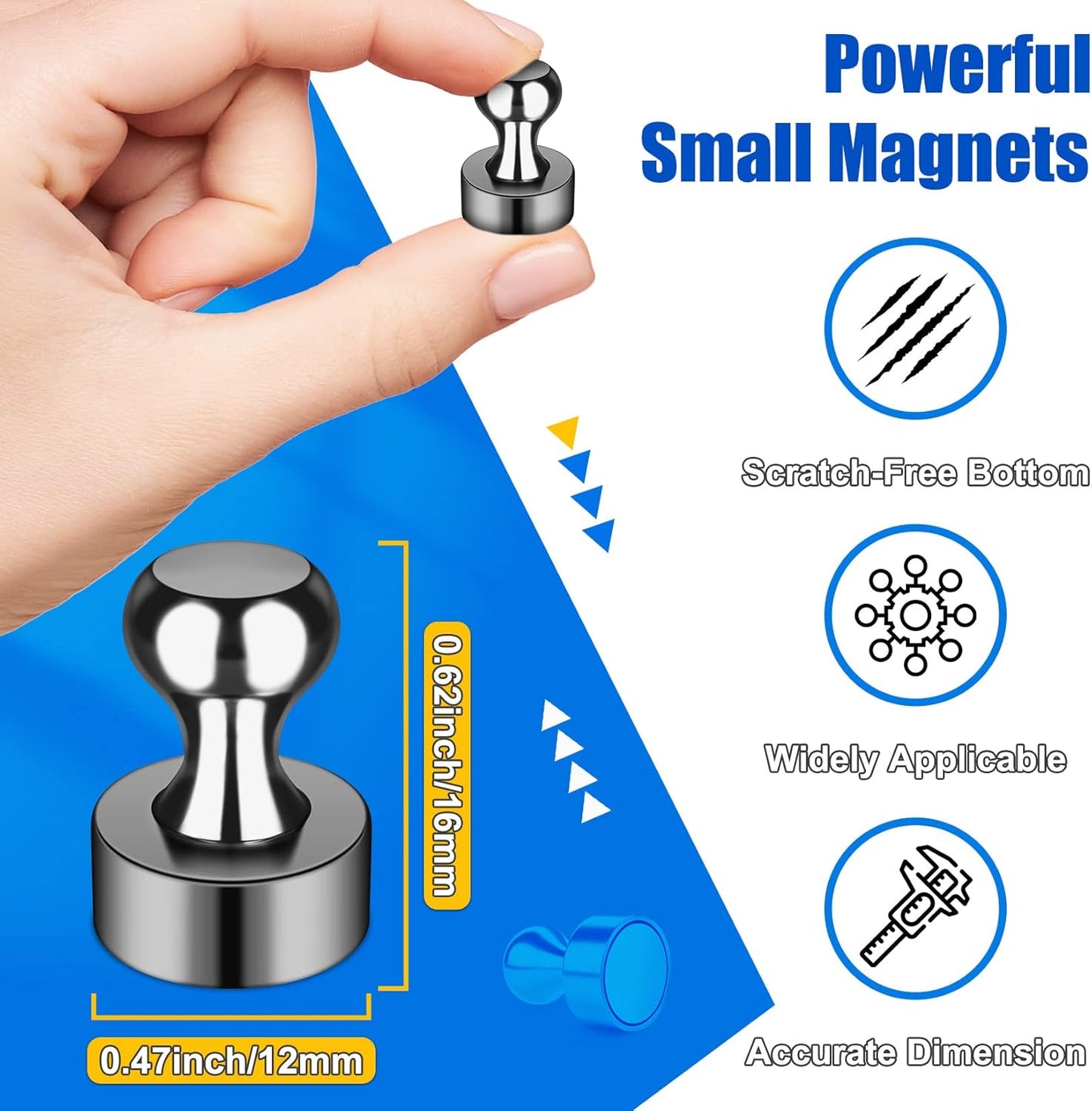 120 PCS Whiteboard Magnets, Small Strong Fridge Magnets, Magnetic White Board for Refrigerator, Black Magnetic Clips Heavy Duty for Kitchen, Office, Gadgets, Classroom, Desk Accessories